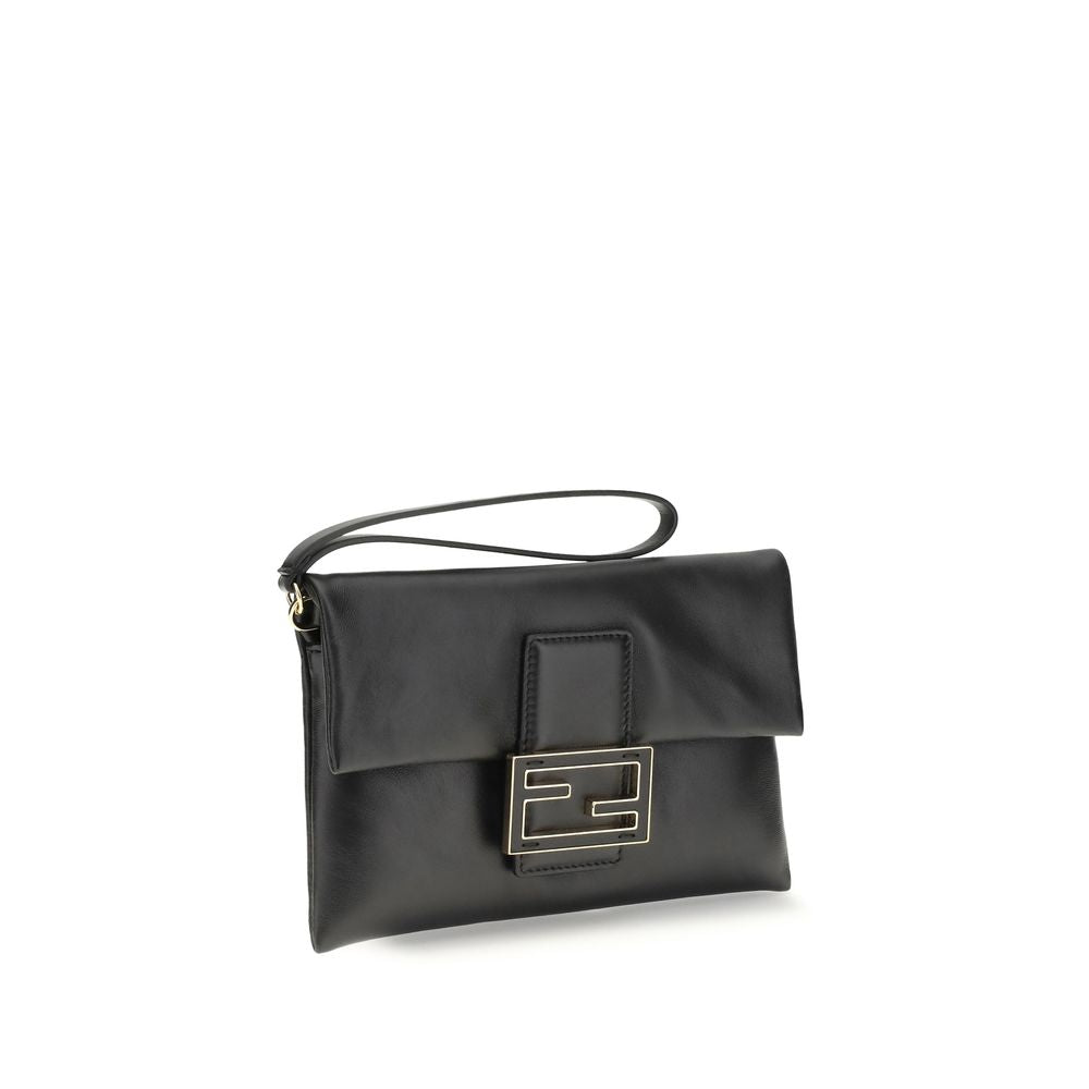 Fendi Black Lamb Ovis Aries Aries Clutch Bag Fendi