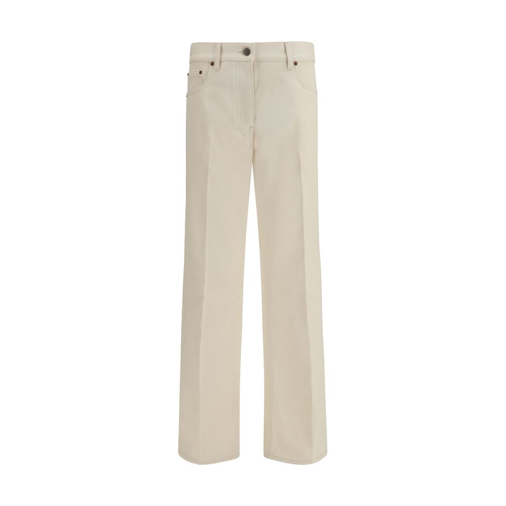 Valentino Beige Cotton Flared Jeans Valentino