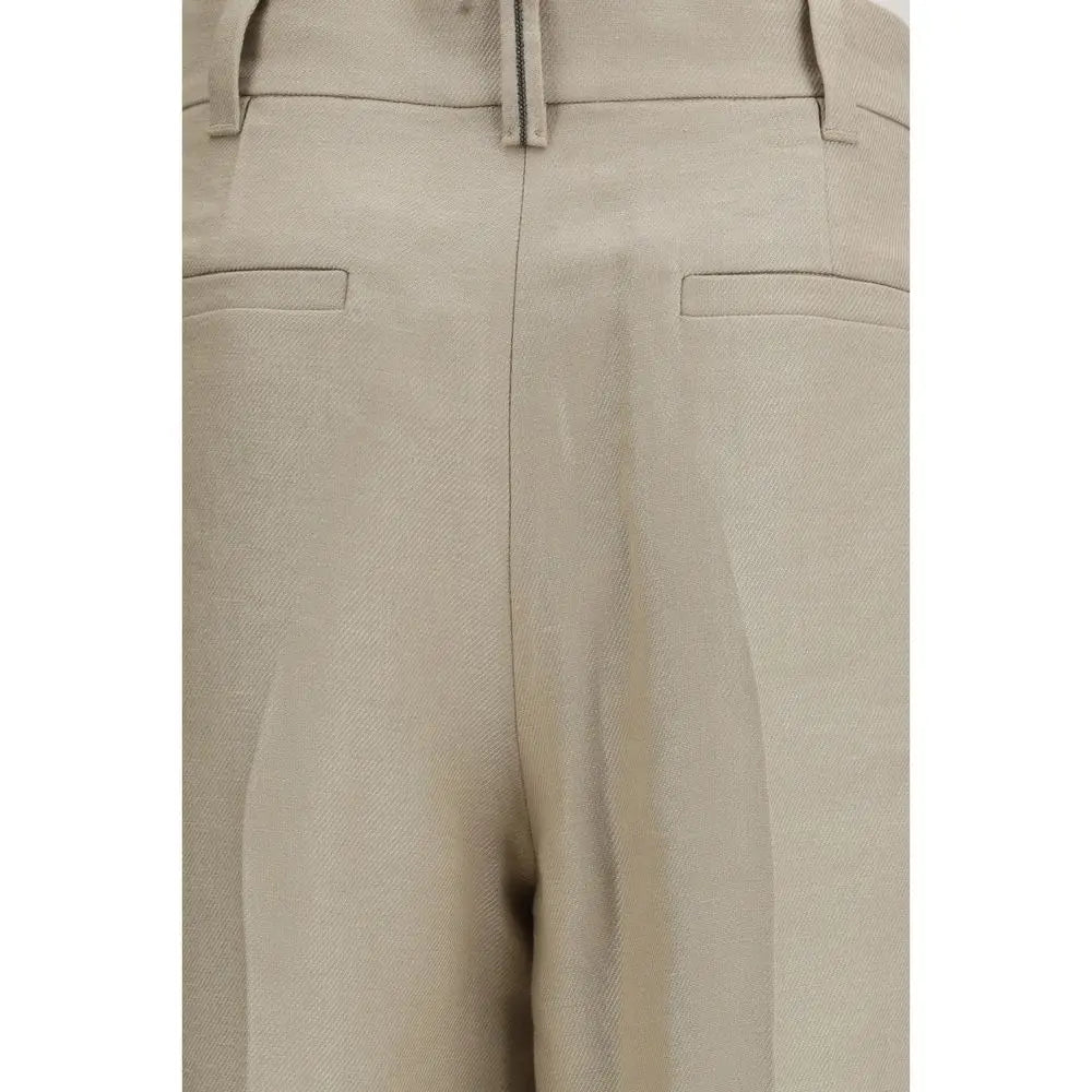Brunello Cucinelli Beige Linen Casual Pants Brunello Cucinelli