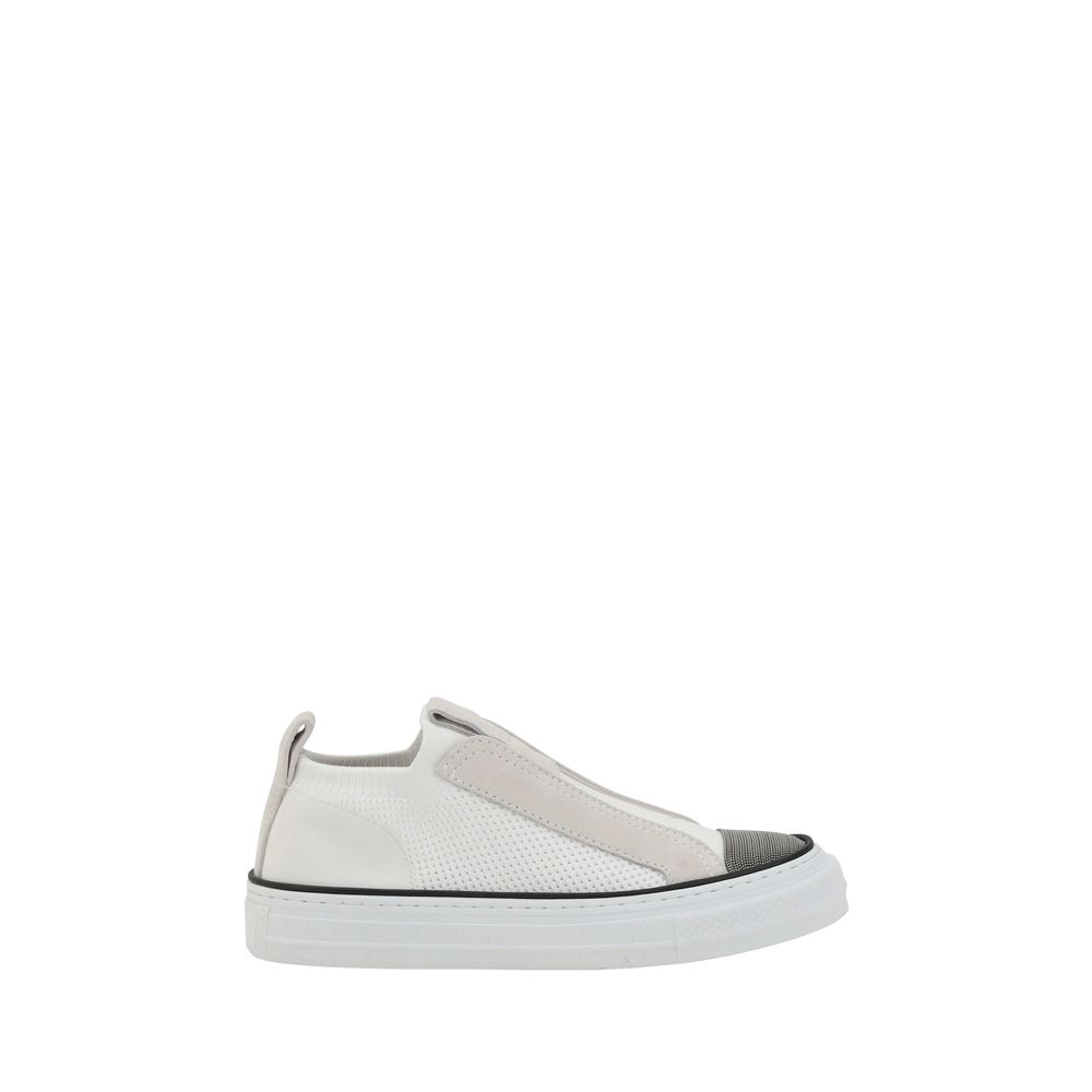 Brunello Cucinelli White Nylon Low Top Sneakers Brunello Cucinelli