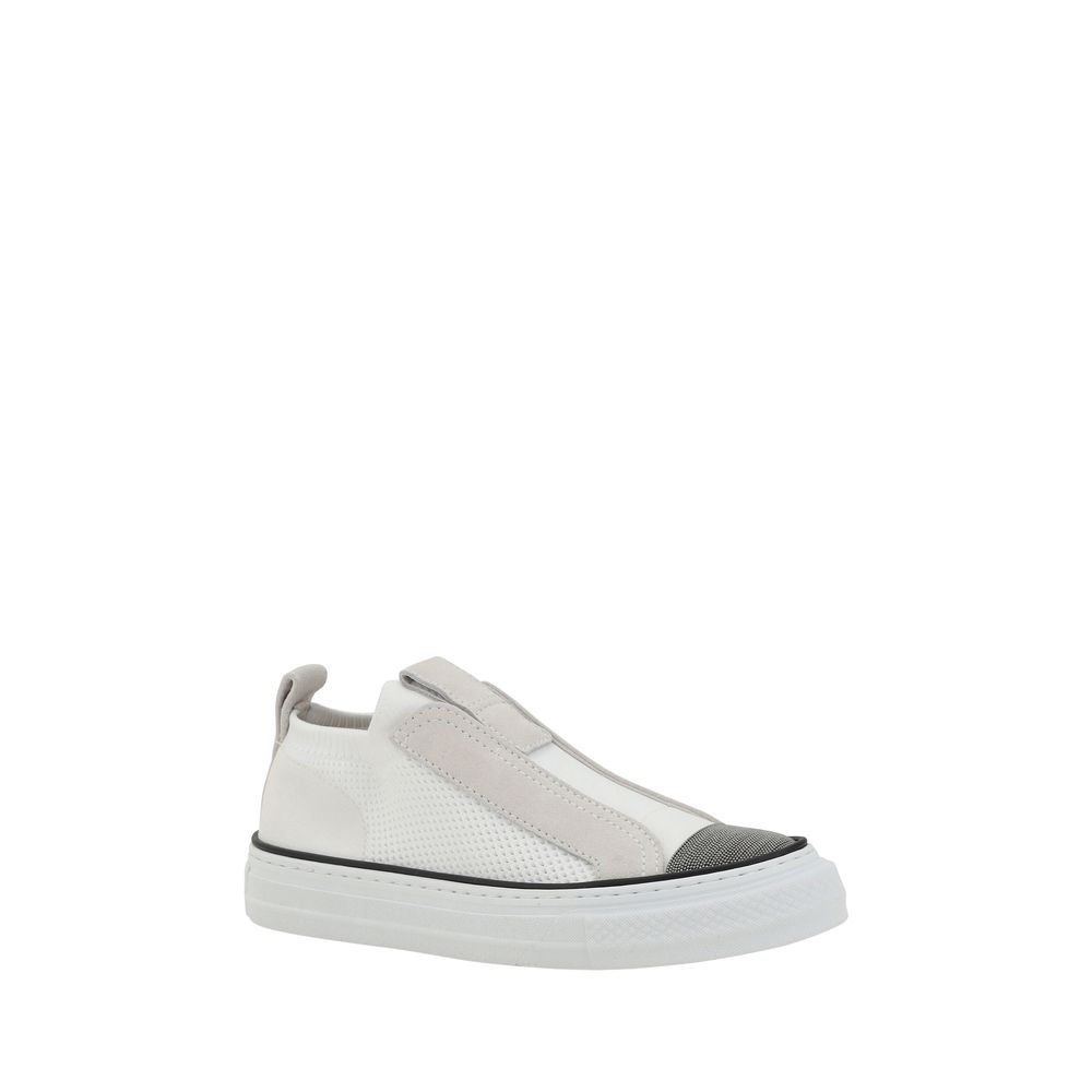 Brunello Cucinelli White Nylon Low Top Sneakers Brunello Cucinelli