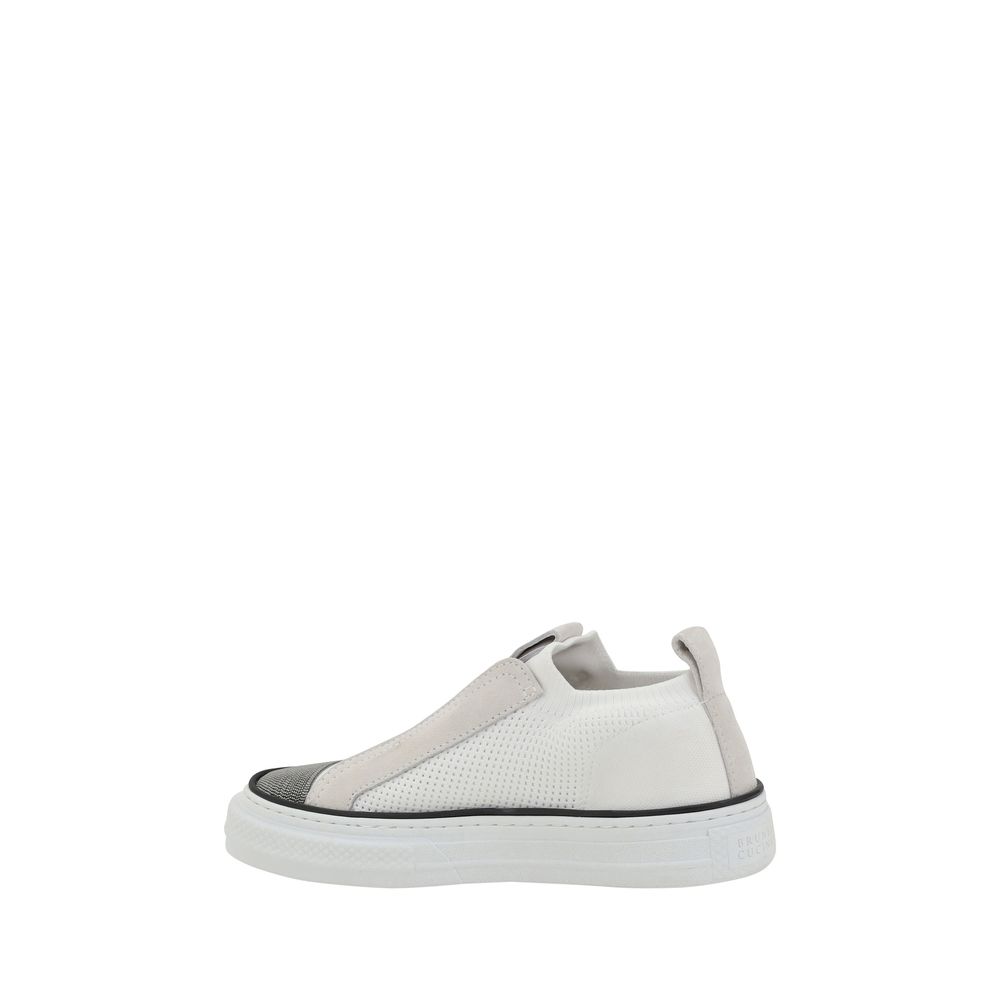 Brunello Cucinelli White Nylon Low Top Sneakers Brunello Cucinelli