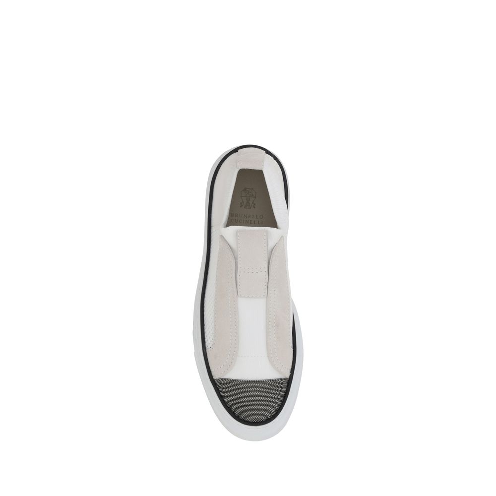 Brunello Cucinelli White Nylon Low Top Sneakers Brunello Cucinelli