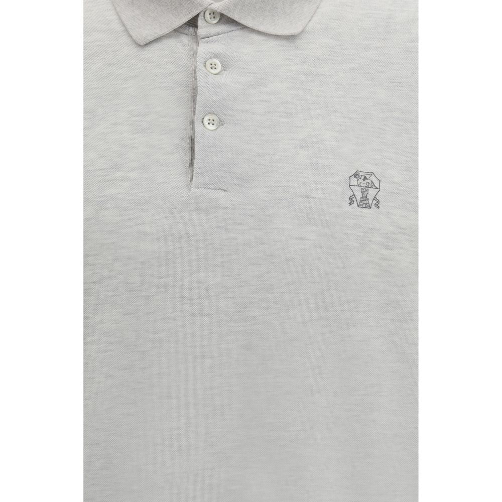 Brunello Cucinelli Gray Cotton Polo Shirt Brunello Cucinelli