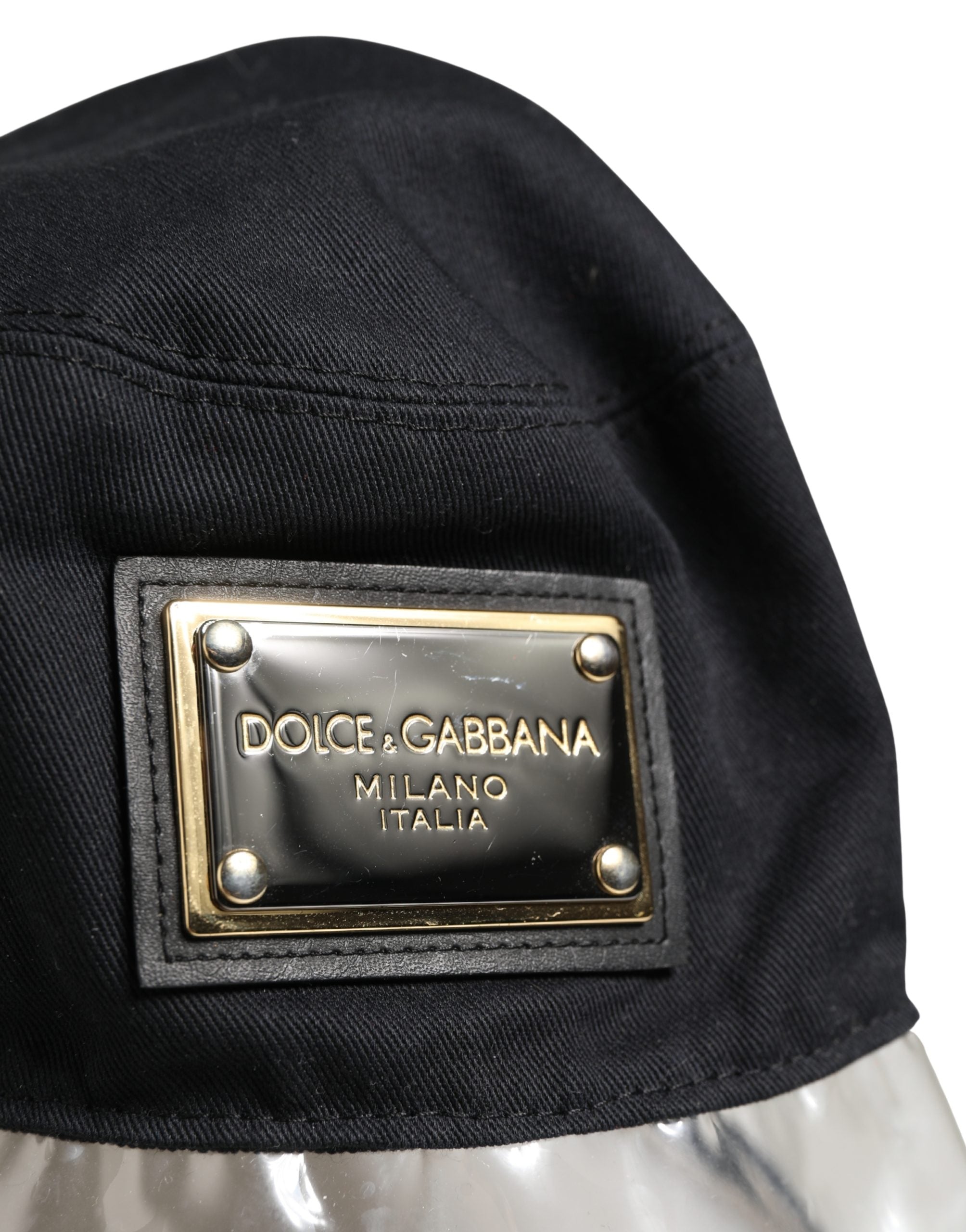 Dolce & Gabbana Black Cotton Plastic Fisherman Bucket Capello Hat Dolce & Gabbana