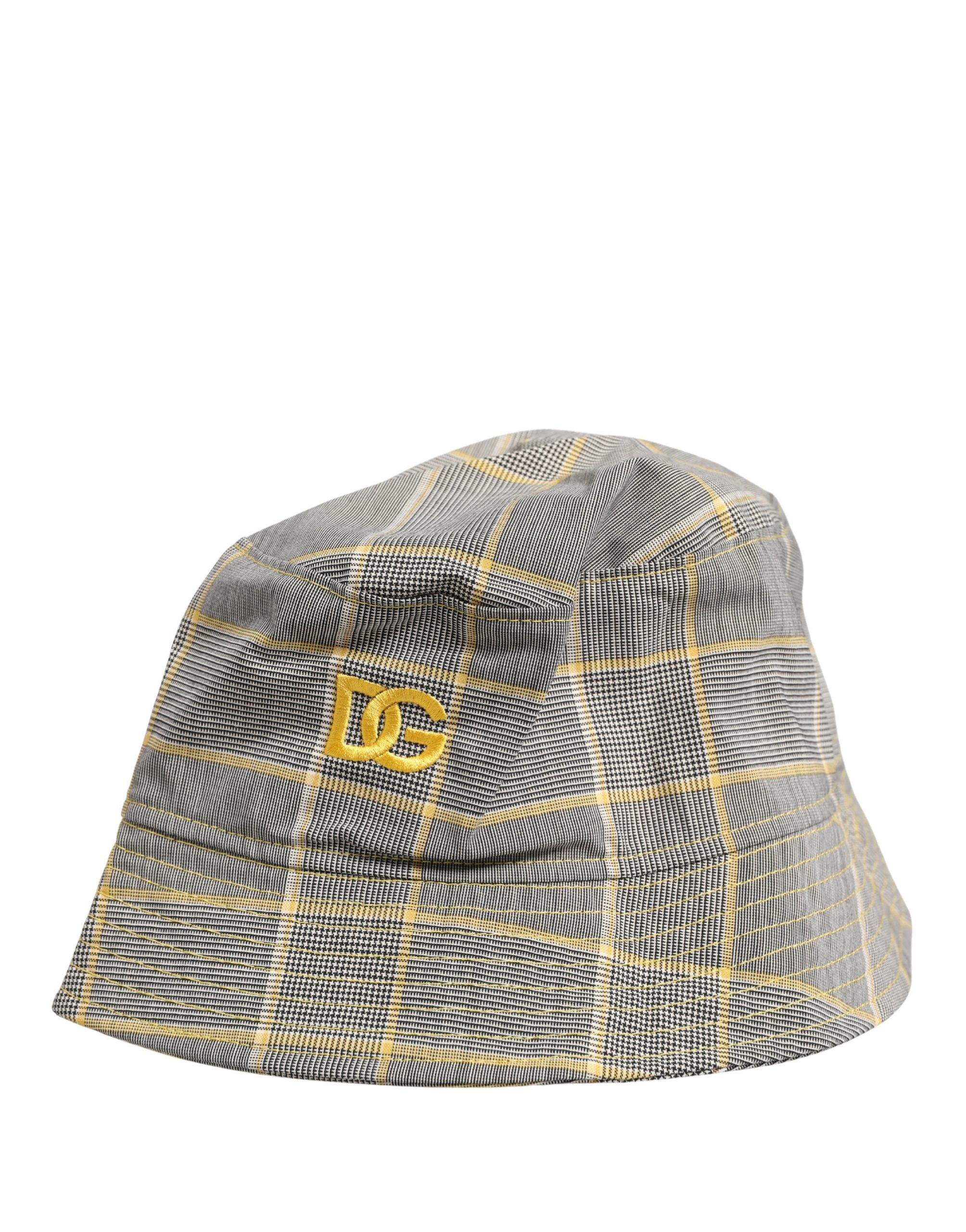 Dolce & Gabbana Men Gray Checkered Bucket Fisherman Capello Hat Dolce & Gabbana