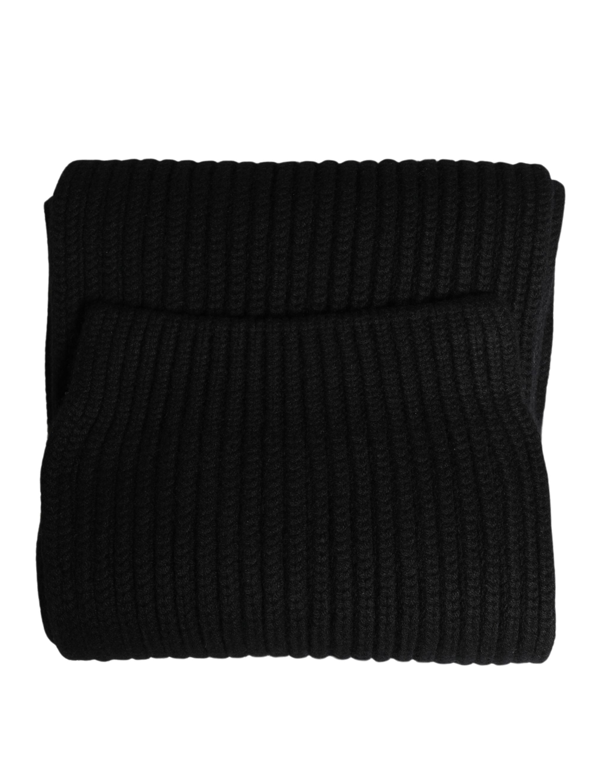 Dolce & Gabbana Black Cashmere Knitted Men Neck Warmer One Size Scarf Dolce & Gabbana