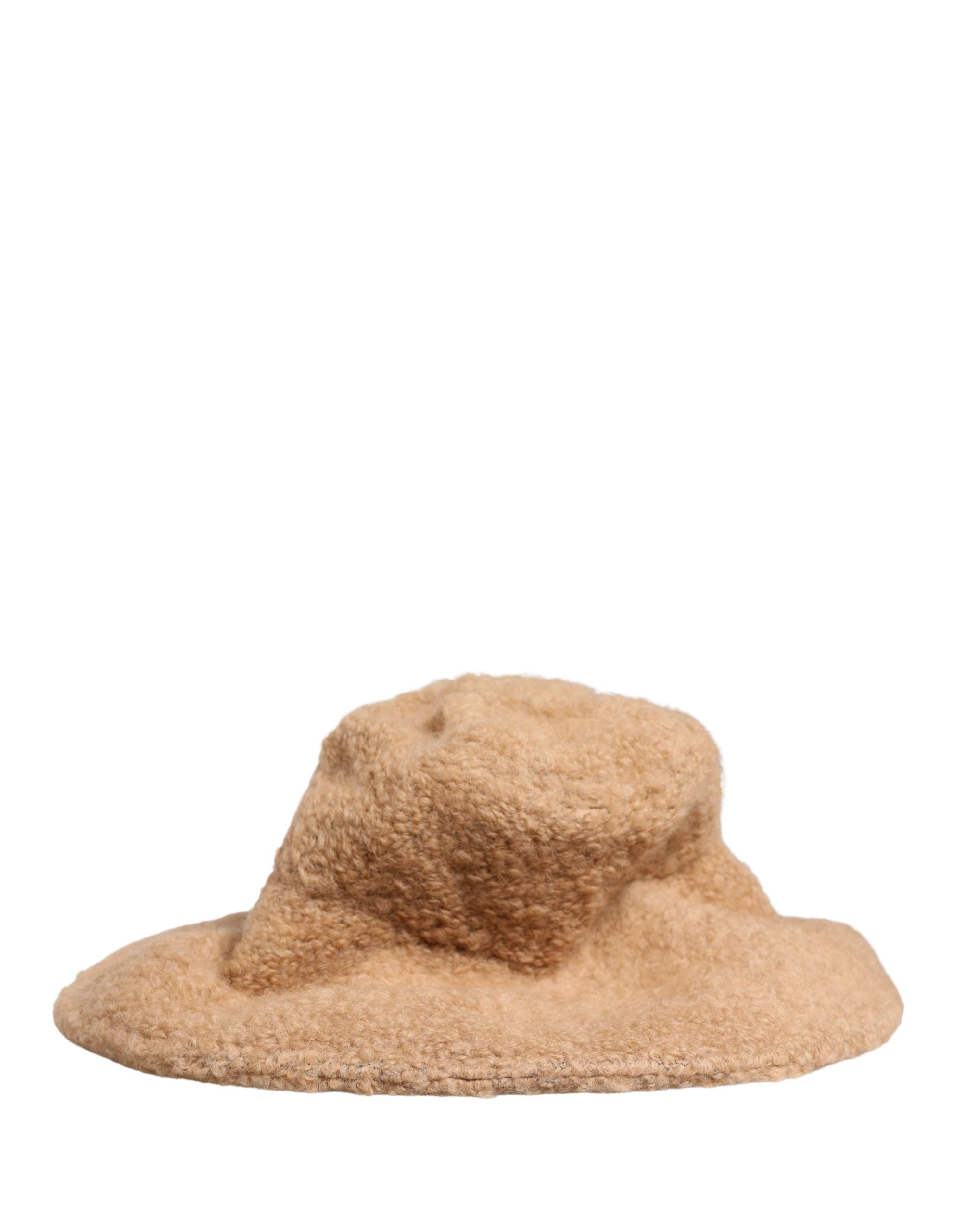 Dolce & Gabbana Beige Virgin Wool Fur Women Knitted Capello Hat Dolce & Gabbana