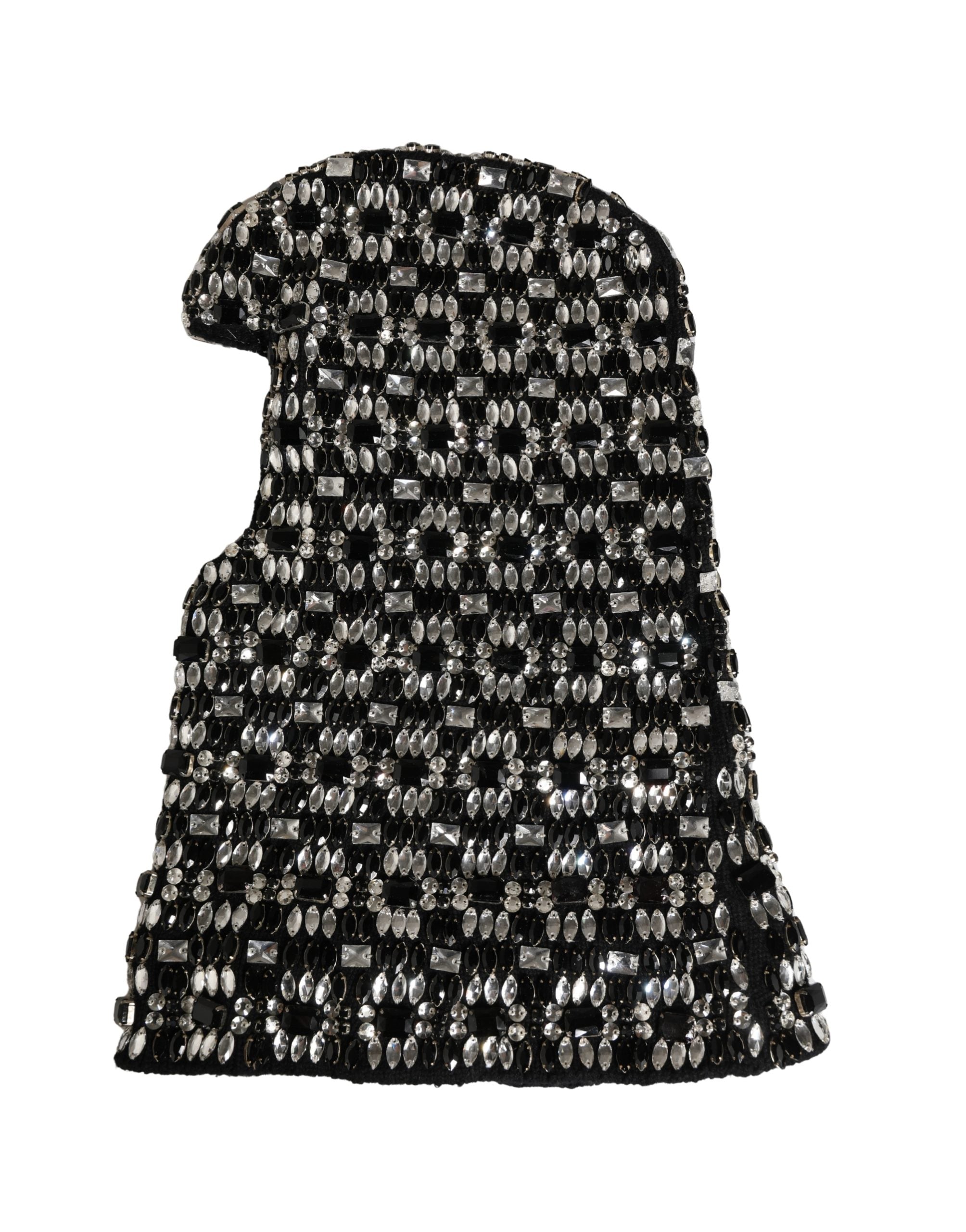 Dolce & Gabbana Black Wool Crystal Embellished Balaclava Hat Dolce & Gabbana