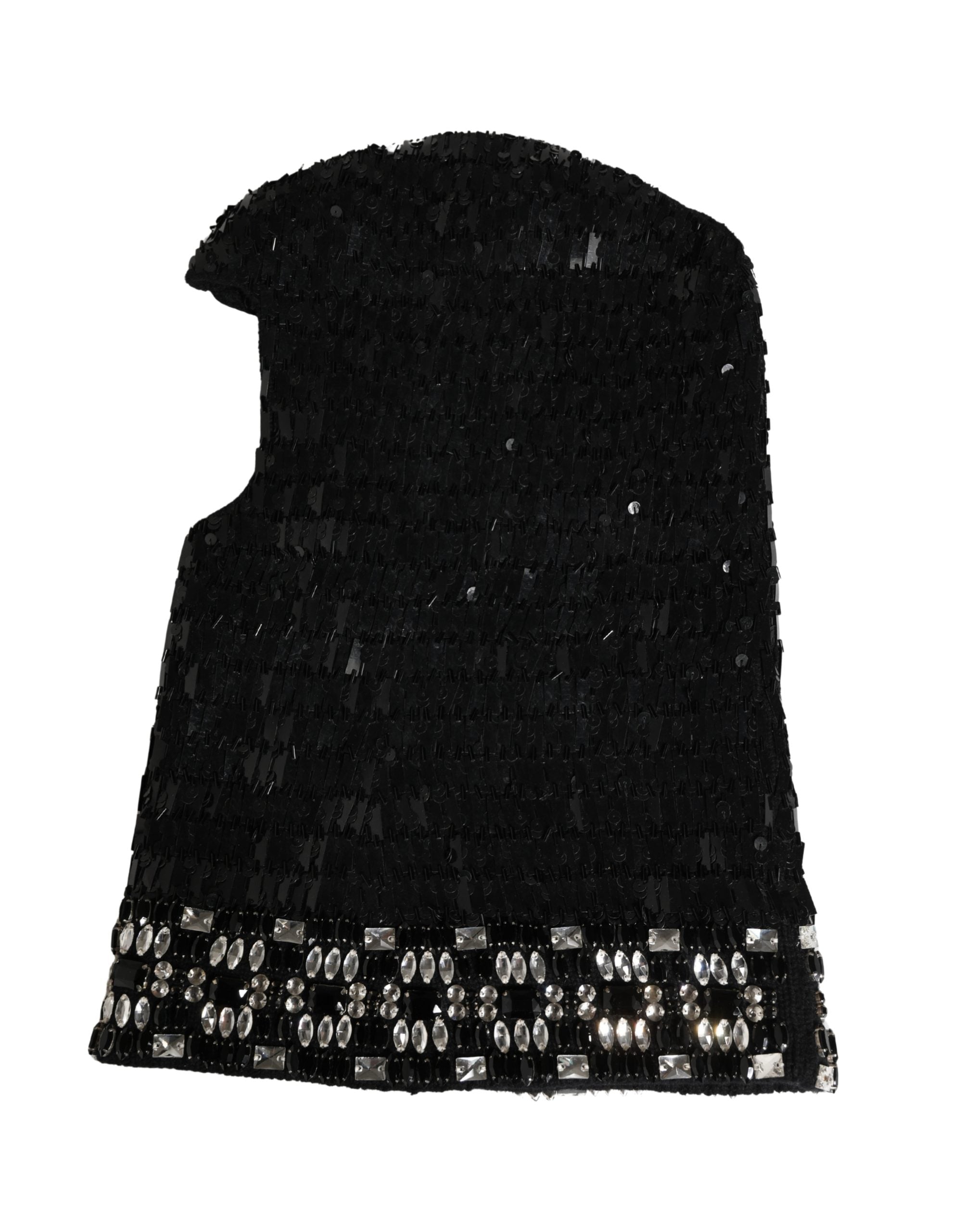 Dolce & Gabbana Black Wool Crystal Embellished Balaclava Hat Dolce & Gabbana