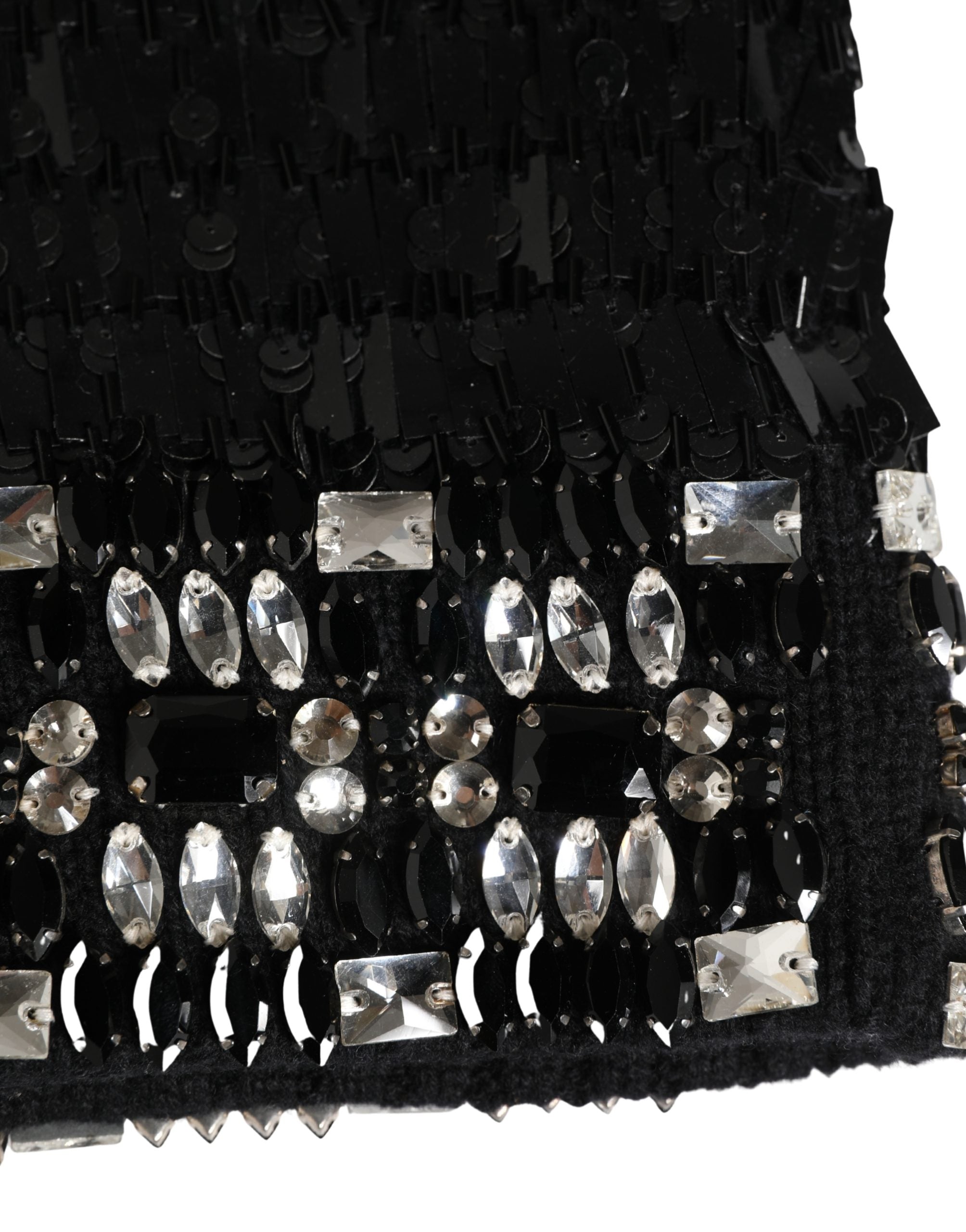 Dolce & Gabbana Black Wool Crystal Embellished Balaclava Hat Dolce & Gabbana