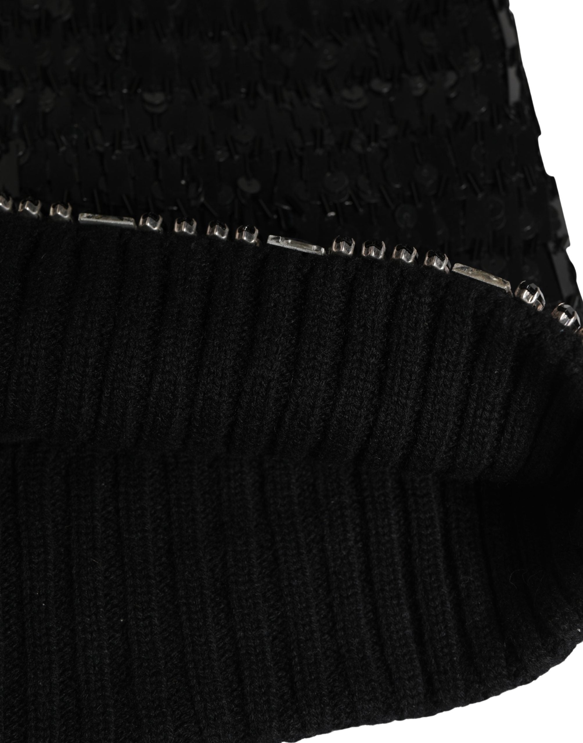 Dolce & Gabbana Black Wool Crystal Embellished Balaclava Hat Dolce & Gabbana