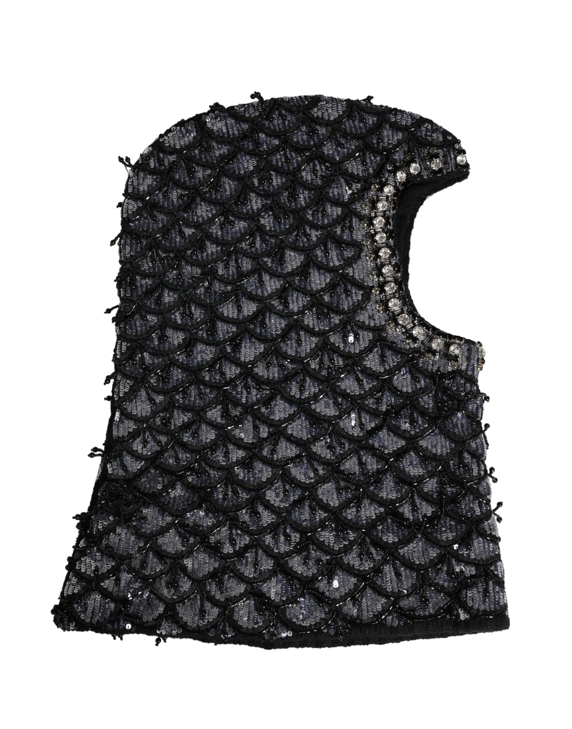 Dolce & Gabbana Black Wool Crystal Embellished Balaclava Hat Dolce & Gabbana
