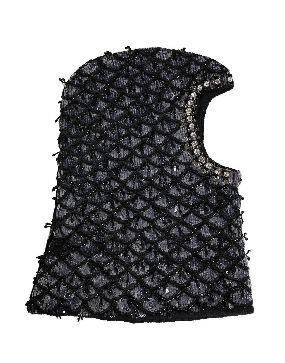 Dolce & Gabbana Black Wool Crystal Embellished Balaclava Hat