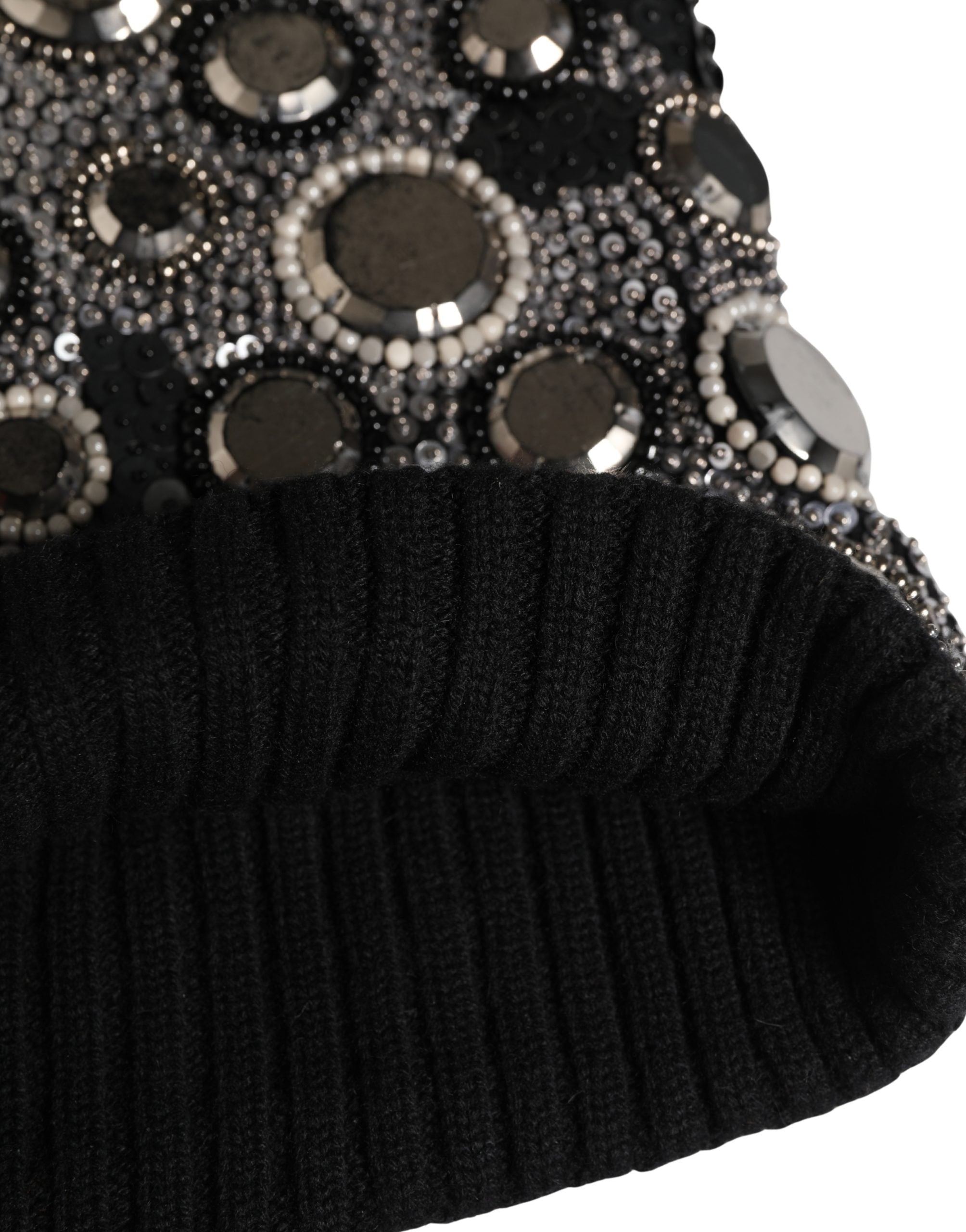 Dolce & Gabbana Black Wool Crystal Embellished Balaclava Hat Dolce & Gabbana