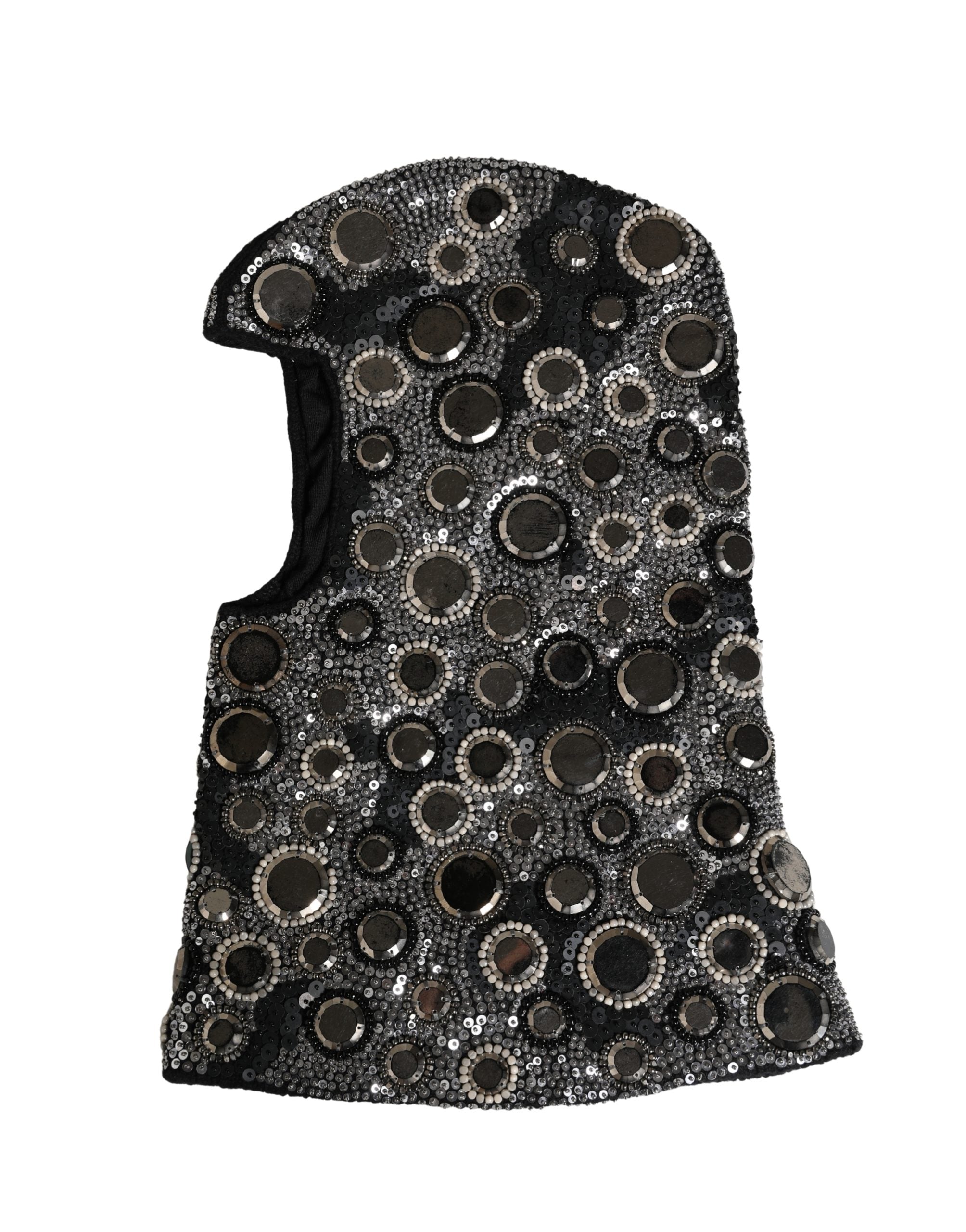 Dolce & Gabbana Black Wool Crystal Embellished Balaclava Hat Dolce & Gabbana