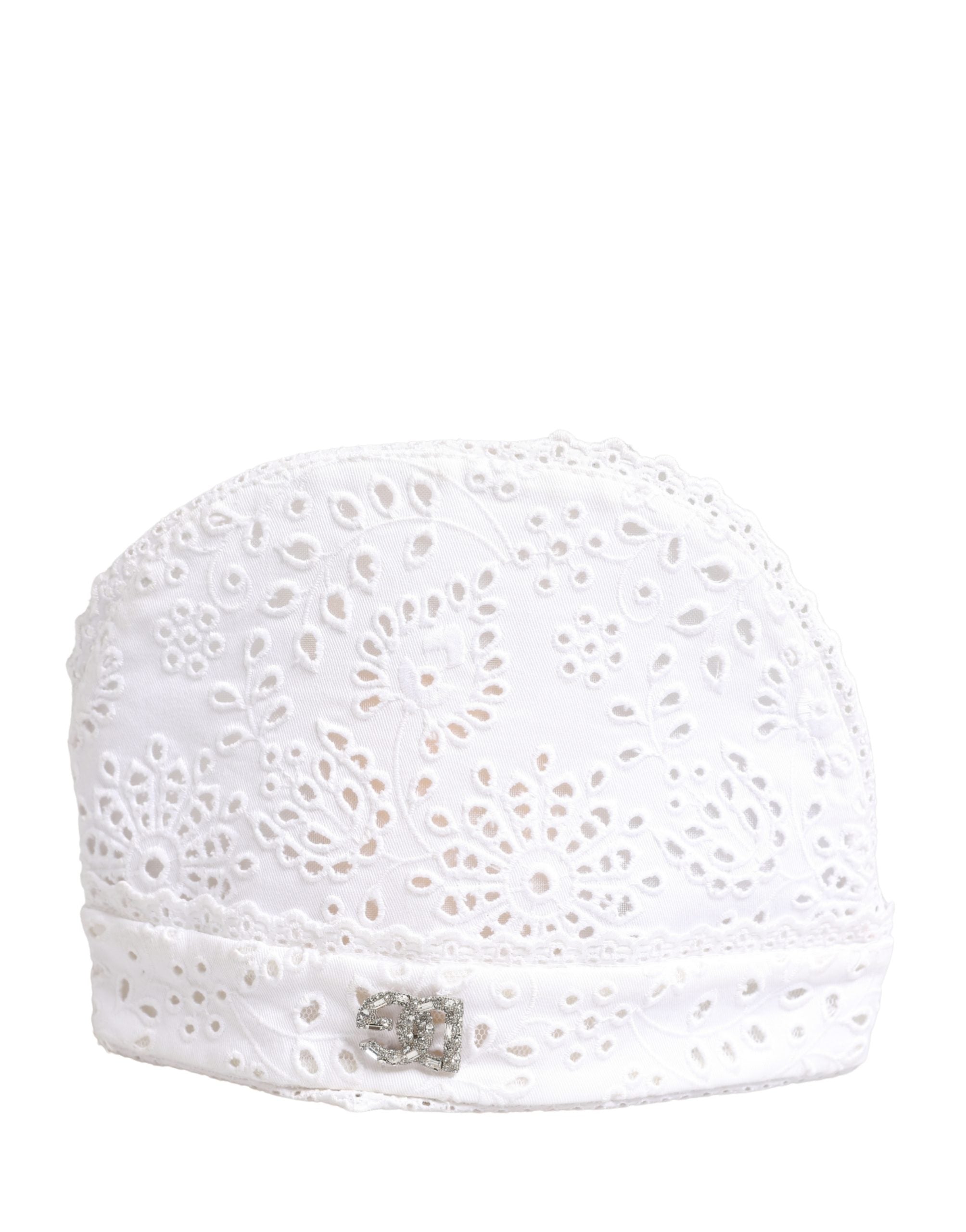 Dolce & Gabbana White Cotton Embroidered DG Crystal Headwear Hat Dolce & Gabbana