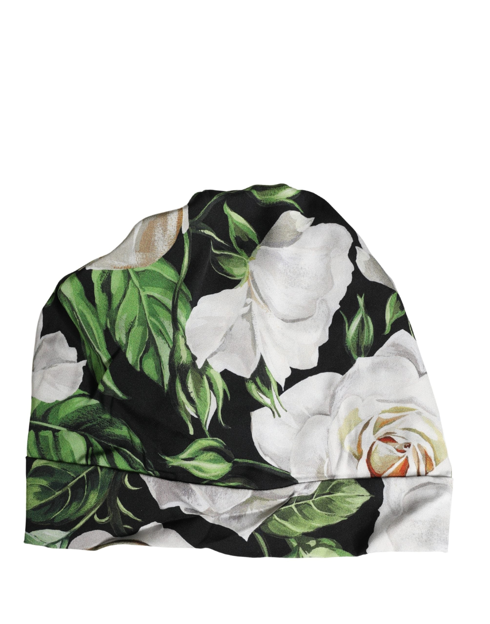 Dolce & Gabbana Black Floral Motif Turban Headwear Women Hat Dolce & Gabbana