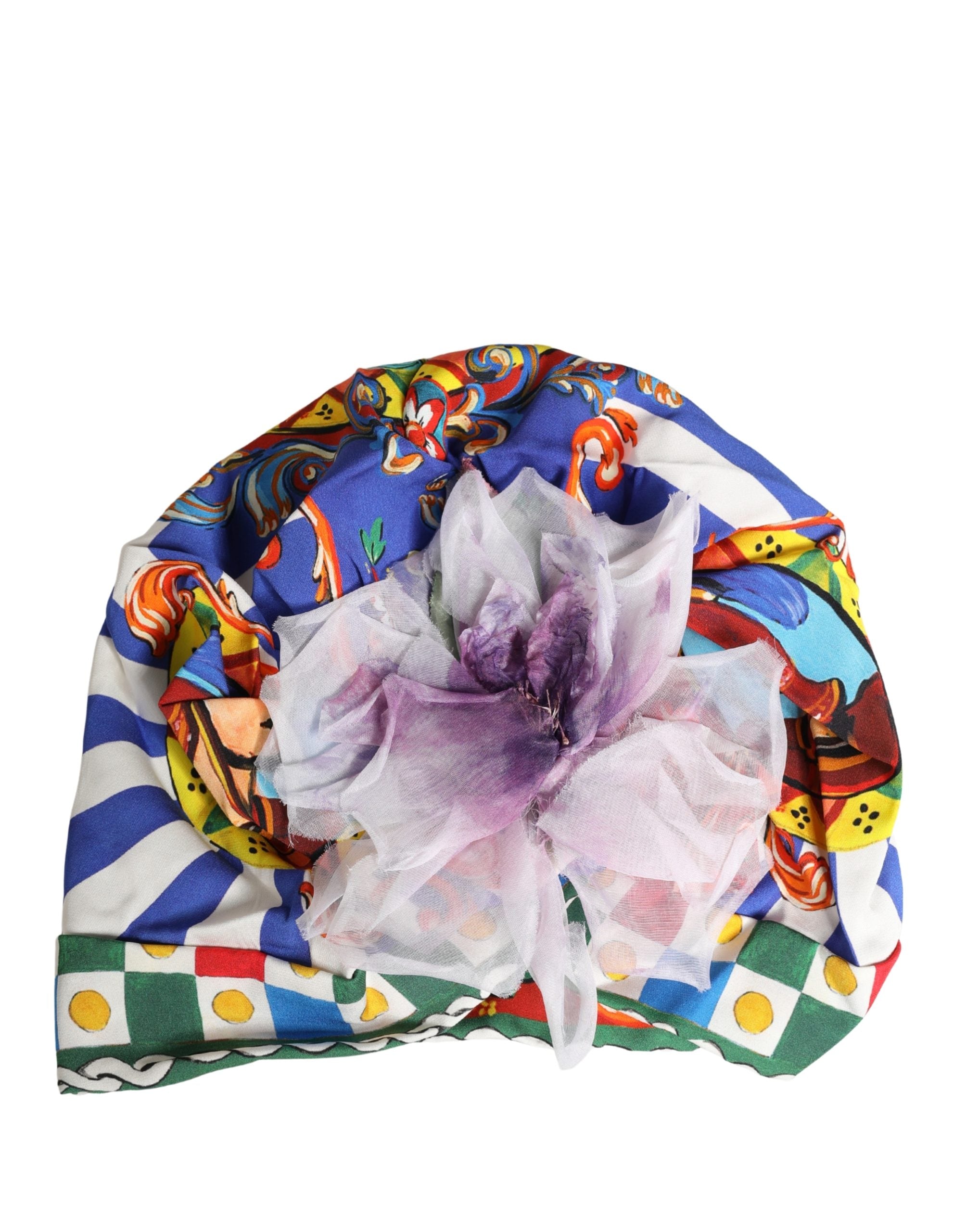 Dolce & Gabbana Multicolor Carretto Motif Turban Headwear Hat Dolce & Gabbana