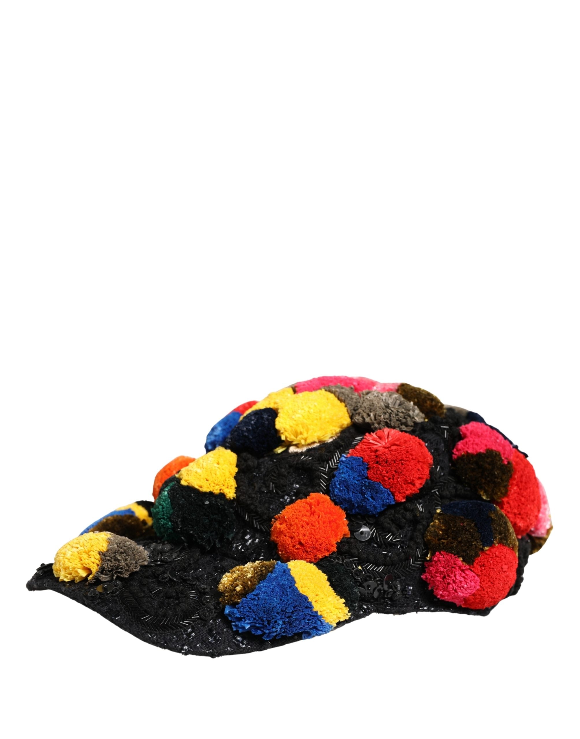Dolce & Gabbana Multicolor Pom Poms Sequin Embellishment Hat Dolce & Gabbana