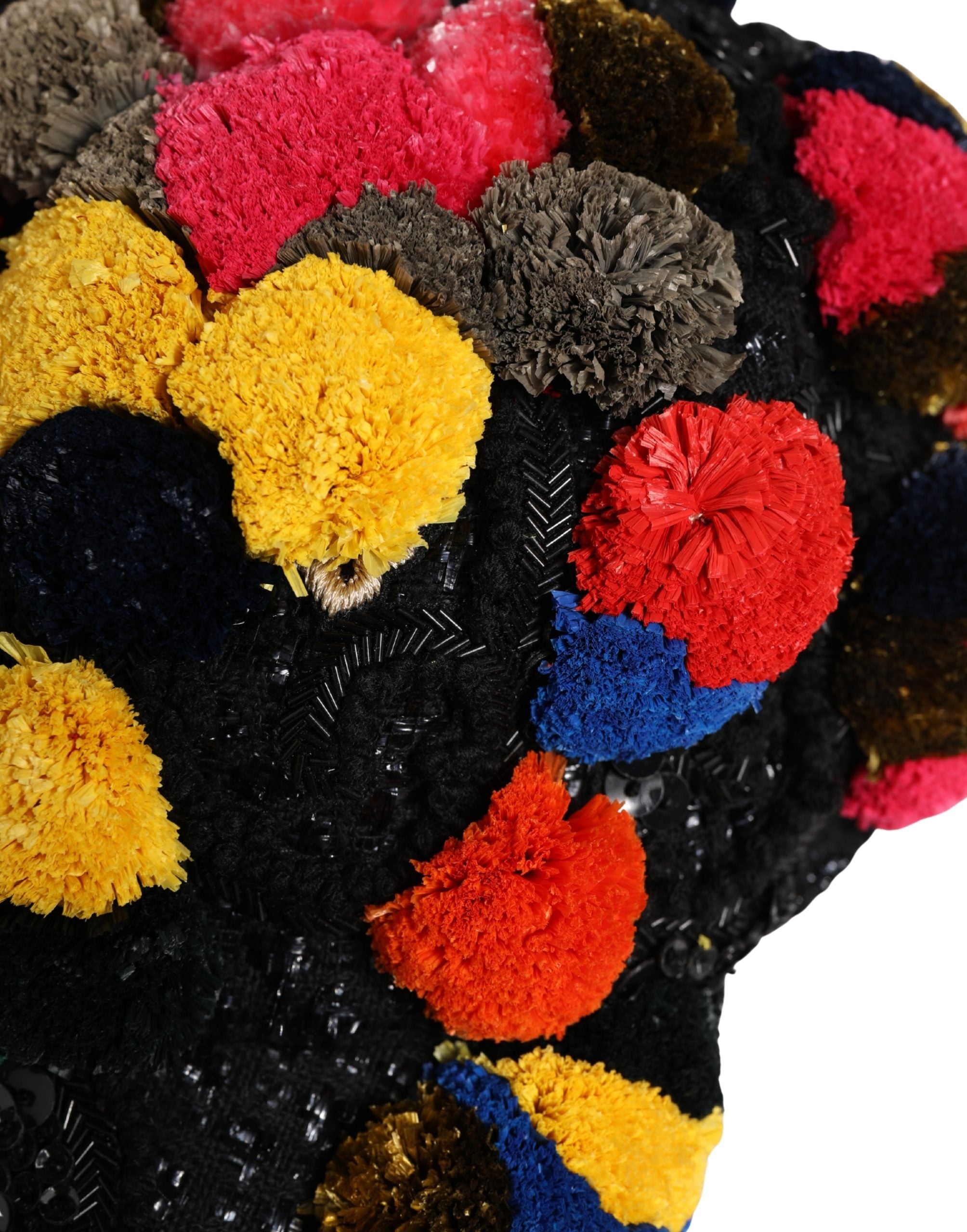 Dolce & Gabbana Multicolor Pom Poms Sequin Embellishment Hat Dolce & Gabbana