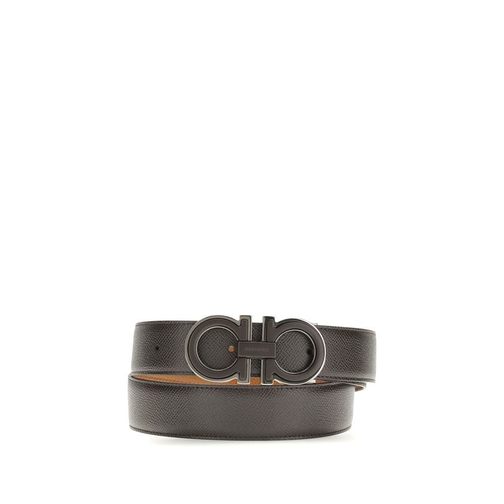 Ferragamo Brown Calf Leather Bos Taurus Regular Belt Ferragamo