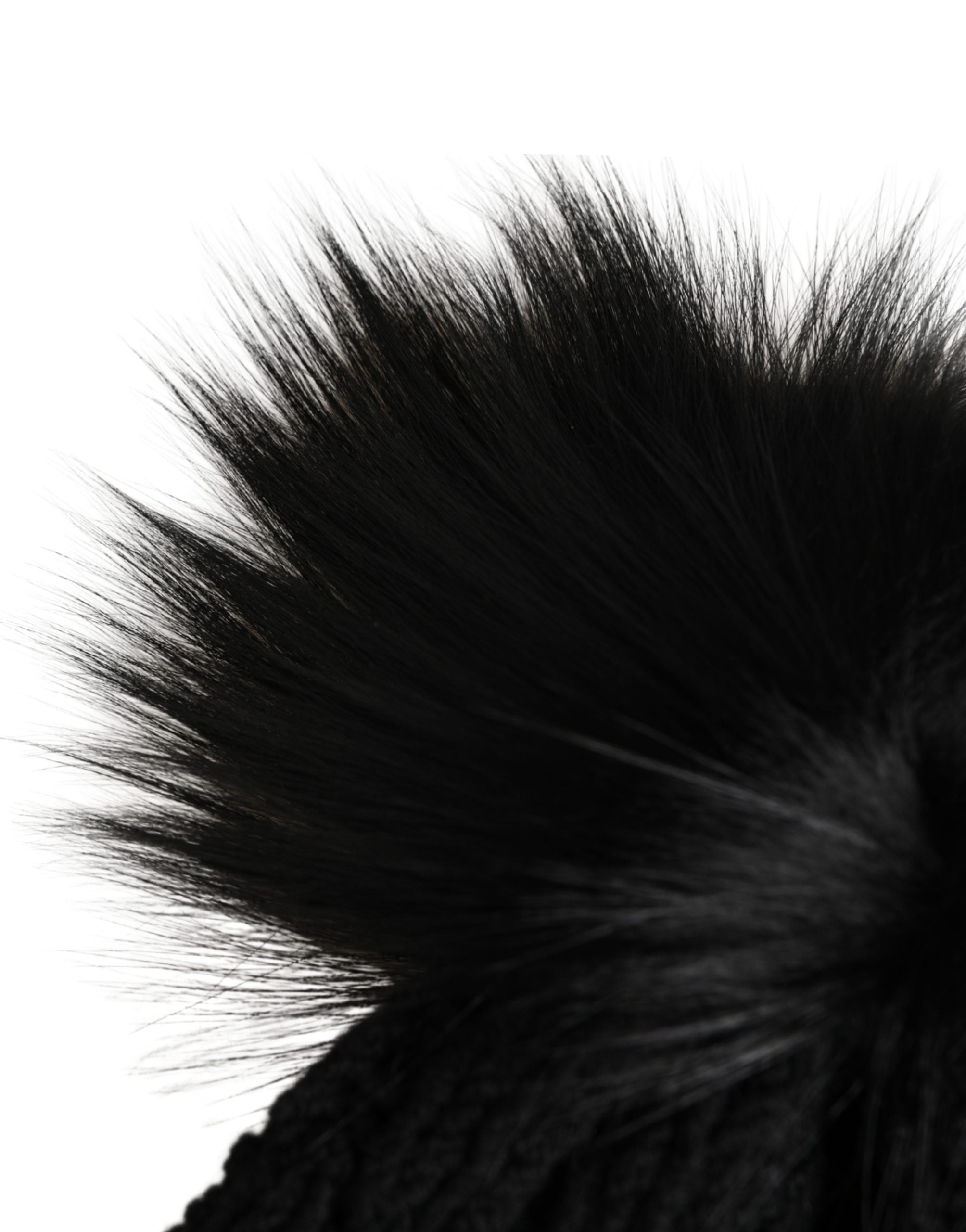 Dolce & Gabbana Black Acrylic Knitted Fur Winter Beanie Dolce & Gabbana