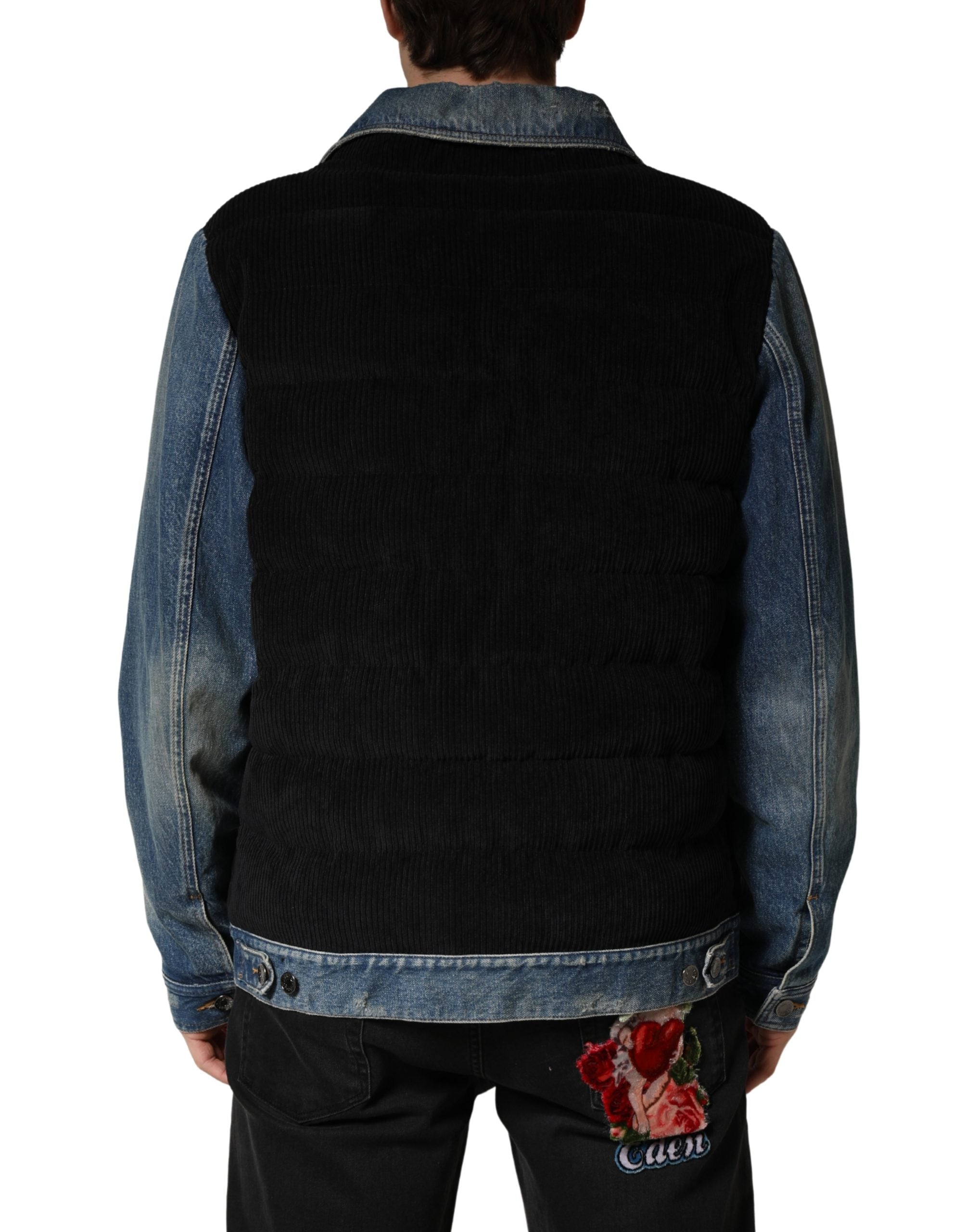 Dolce & Gabbana Black Blue Cotton Denim Blouson Men  Jacket Dolce & Gabbana