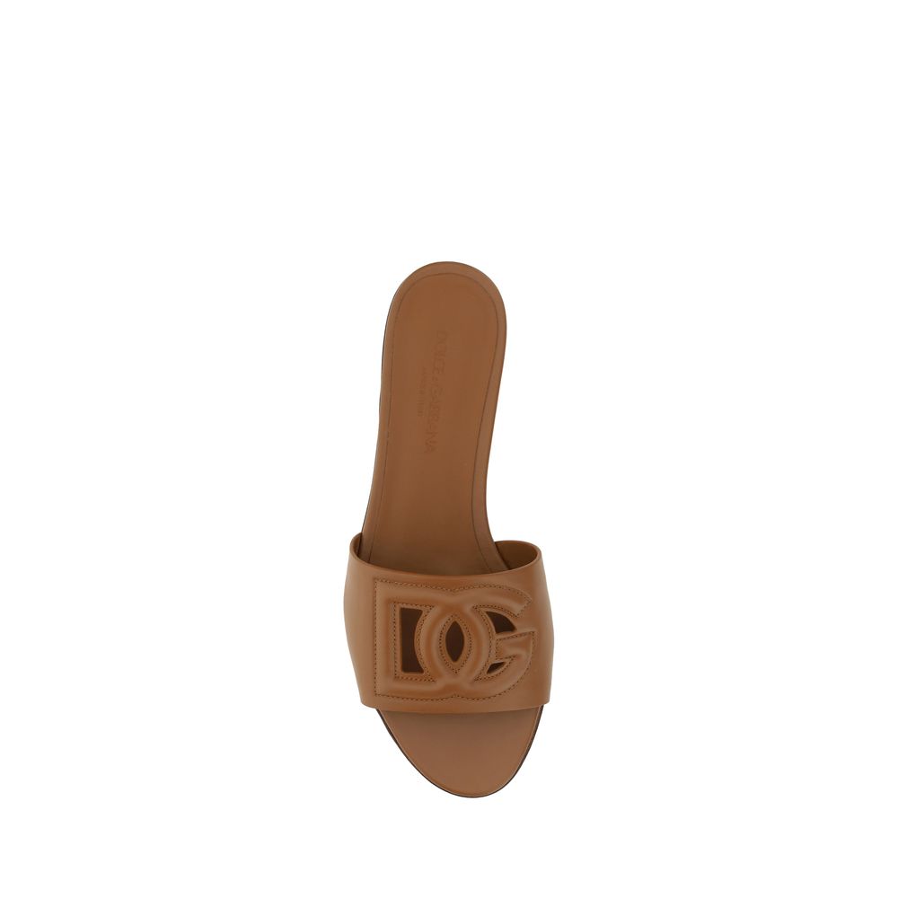 Dolce & Gabbana Brown Calf Leather Bos Taurus Flat Sandals Dolce & Gabbana
