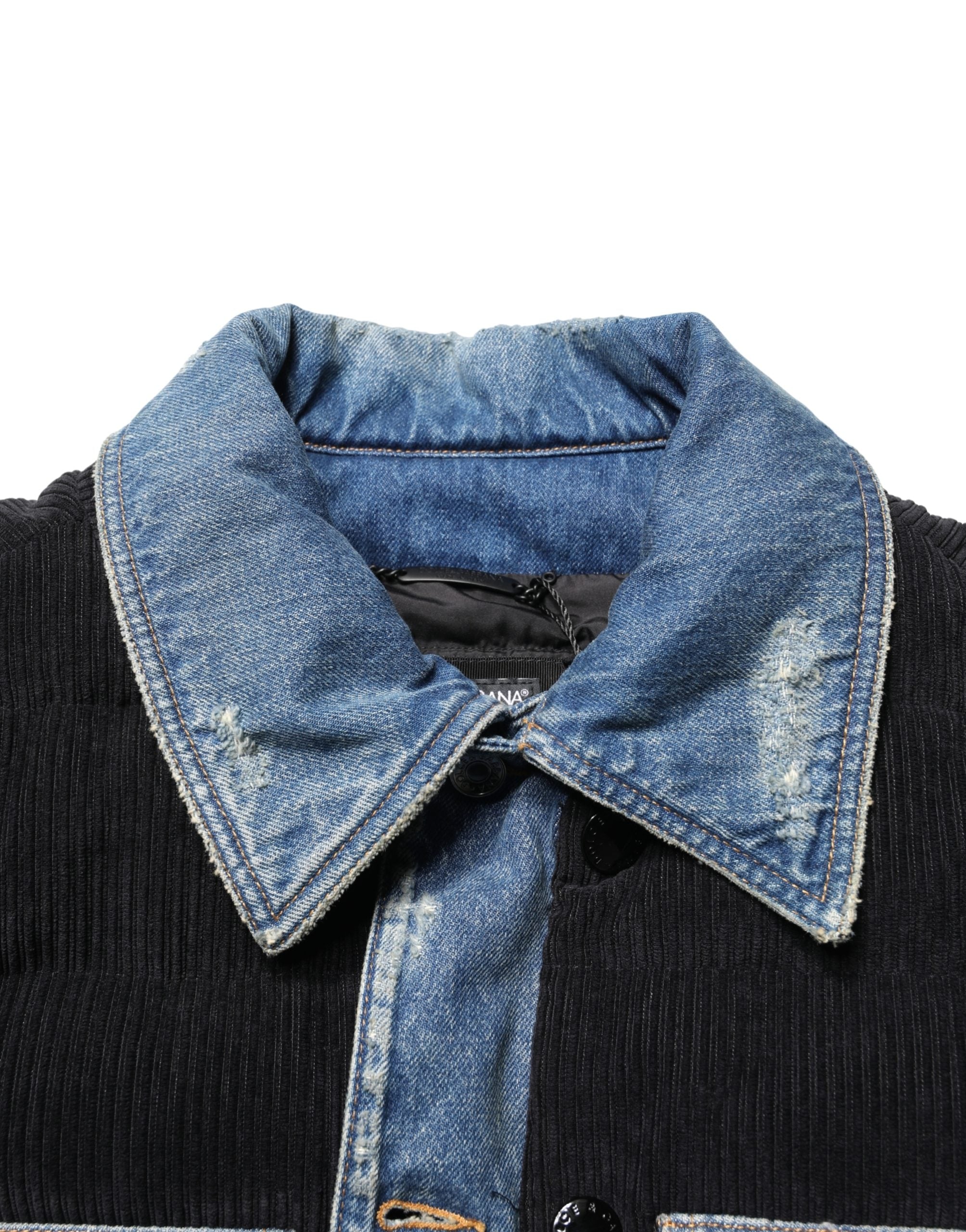 Dolce & Gabbana Black Blue Cotton Denim Blouson Men  Jacket Dolce & Gabbana