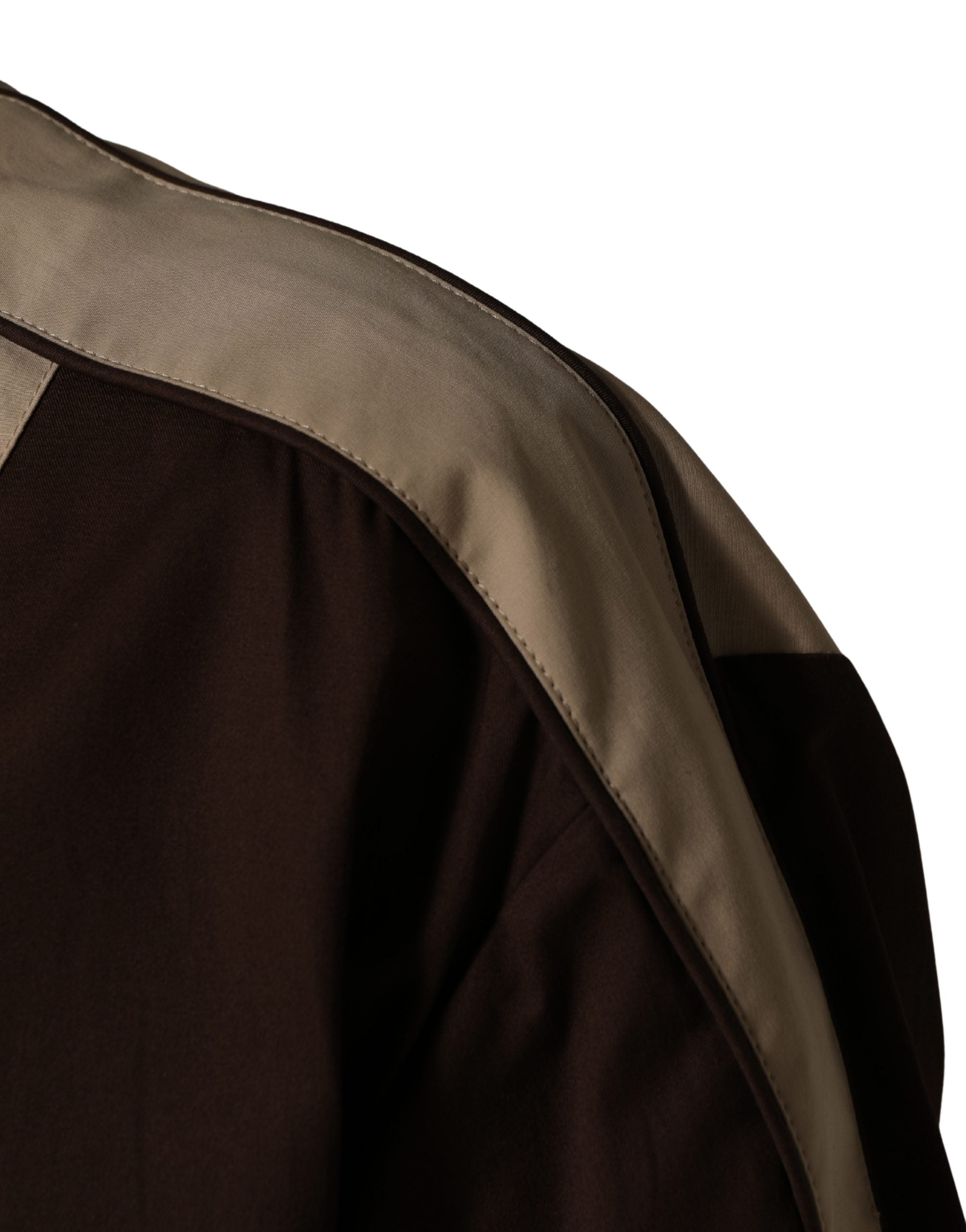 Dolce & Gabbana Brown Beige Cotton Zip Windbreaker Jacket Dolce & Gabbana