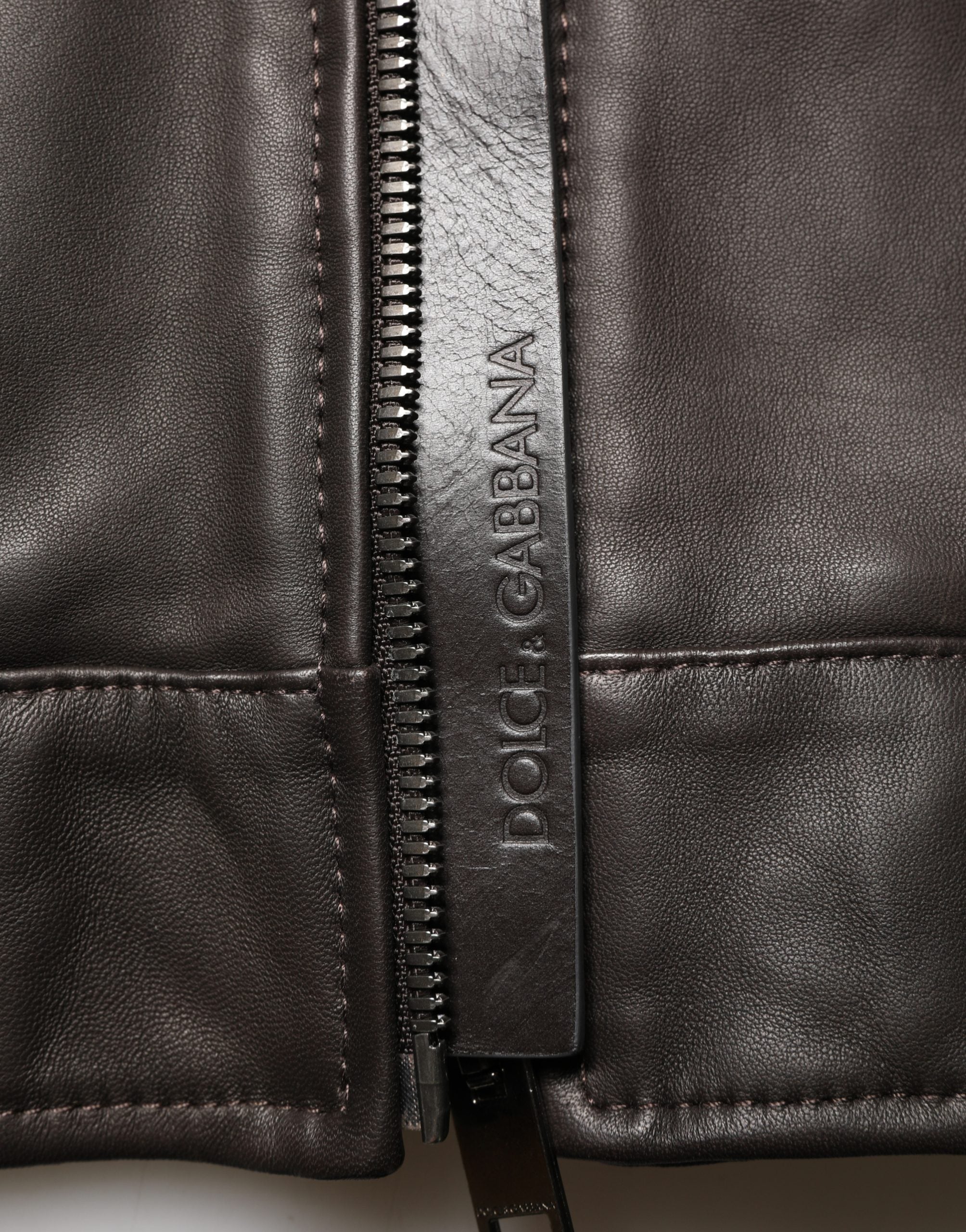 Dolce & Gabbana Black LambskinLeather Full Zip Biker Jacket Dolce & Gabbana