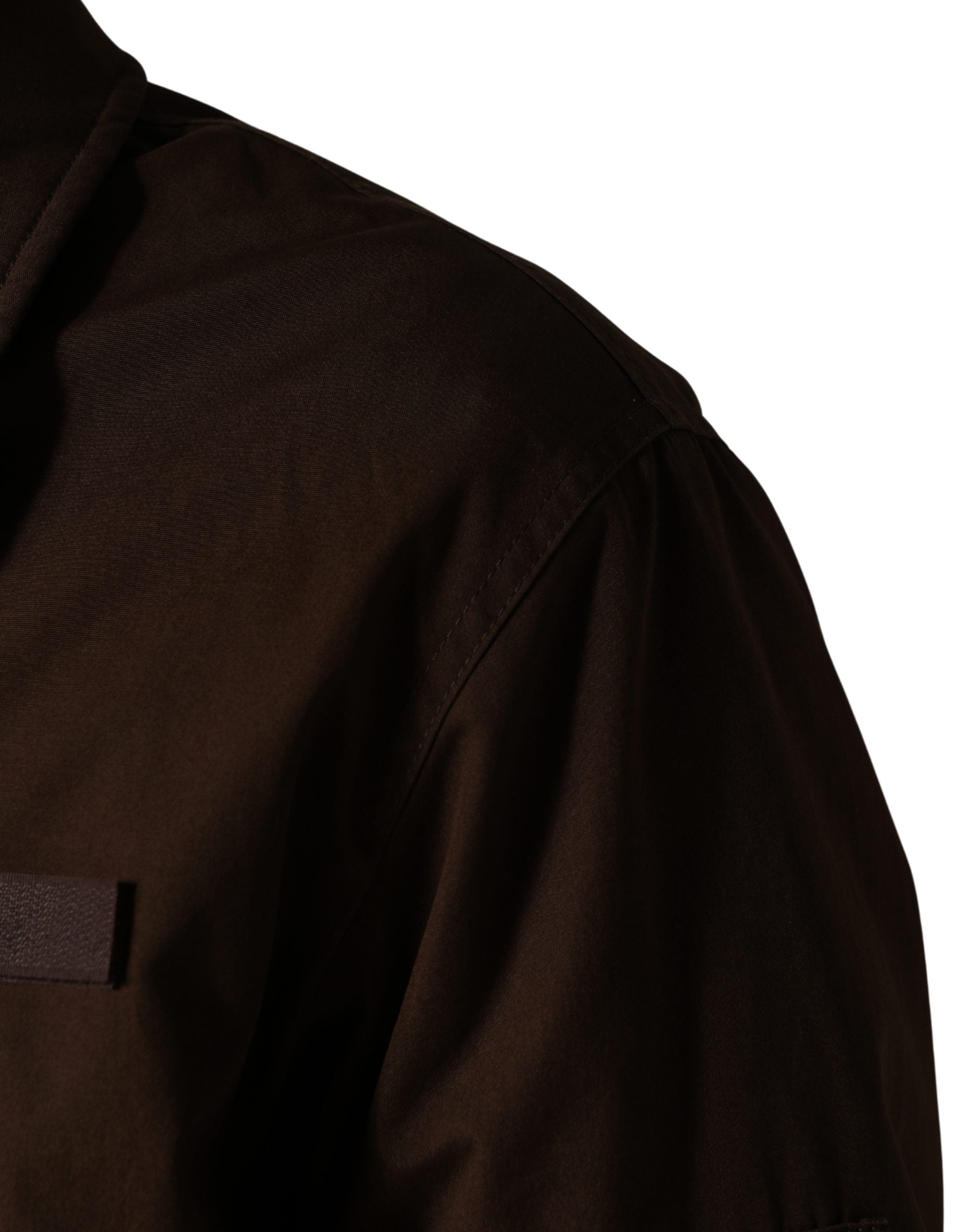 Dolce & Gabbana Brown Cotton Stretch Full Zip Bomber Jacket Dolce & Gabbana