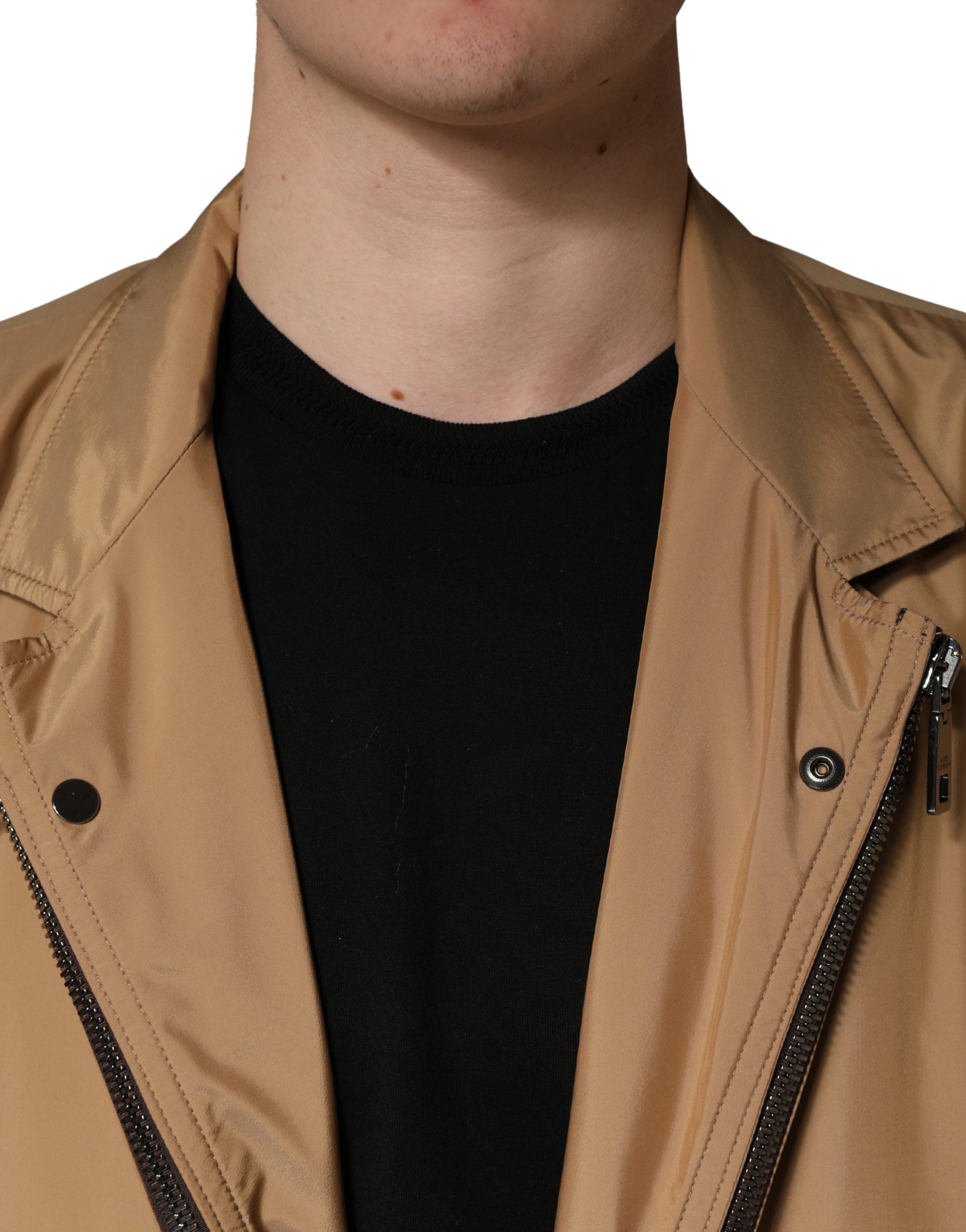 Dolce & Gabbana Brown Single Breasted Layered Coat Jacket Dolce & Gabbana