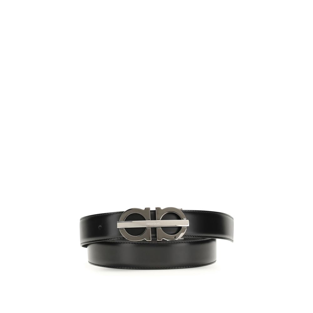 Ferragamo Black Calf Leather Bos Taurus Regular Belt Ferragamo
