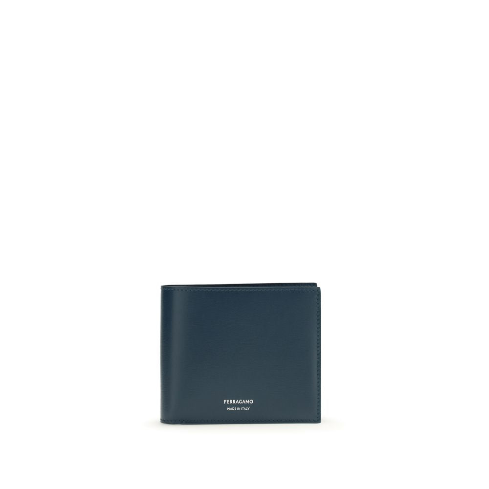 Ferragamo Blue Calf Leather Bos Taurus Wallet Ferragamo