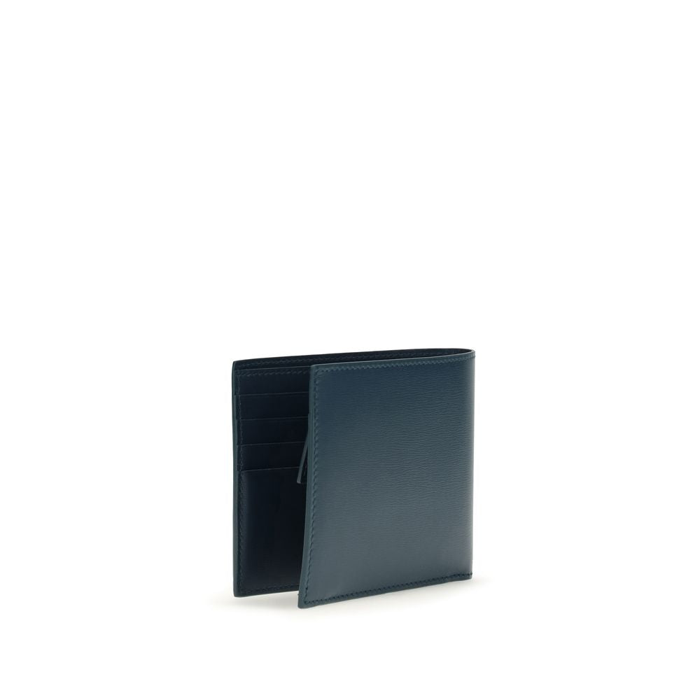 Ferragamo Blue Calf Leather Bos Taurus Wallet Ferragamo