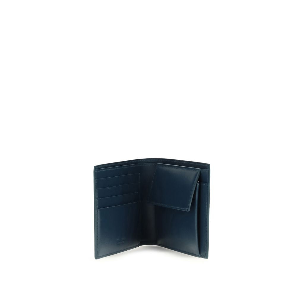 Ferragamo Blue Calf Leather Bos Taurus Wallet Ferragamo
