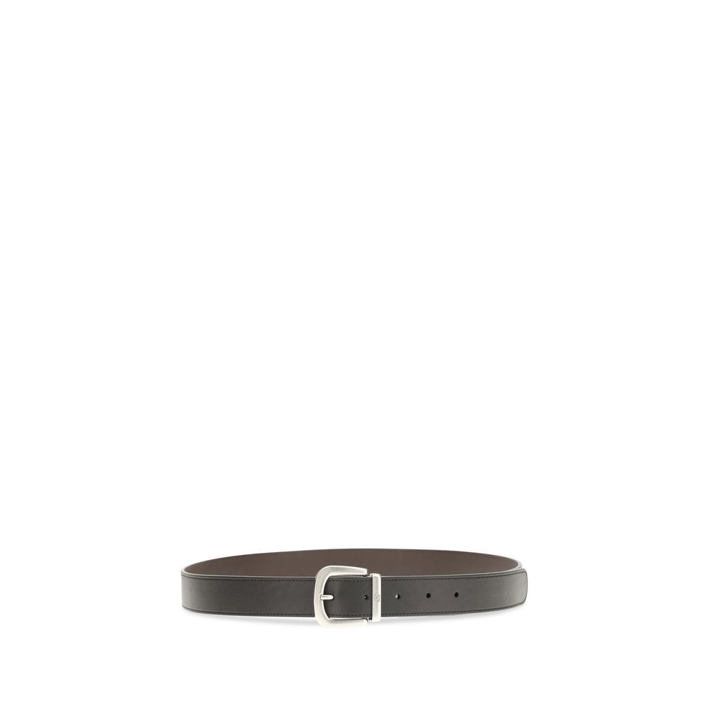 Valentino Garavani Black Calf Leather Bos Taurus Regular Belt Valentino Garavani