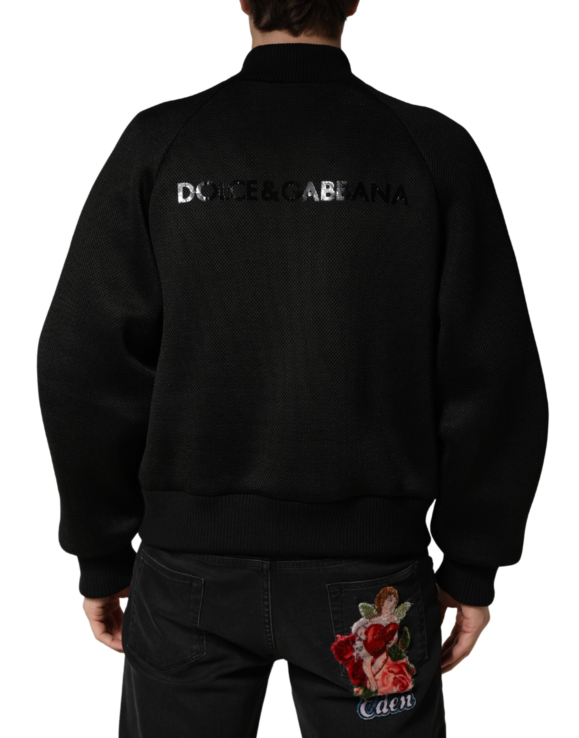 Dolce & Gabbana Men Black Nylon Full Zip Bomber Jacket Dolce & Gabbana