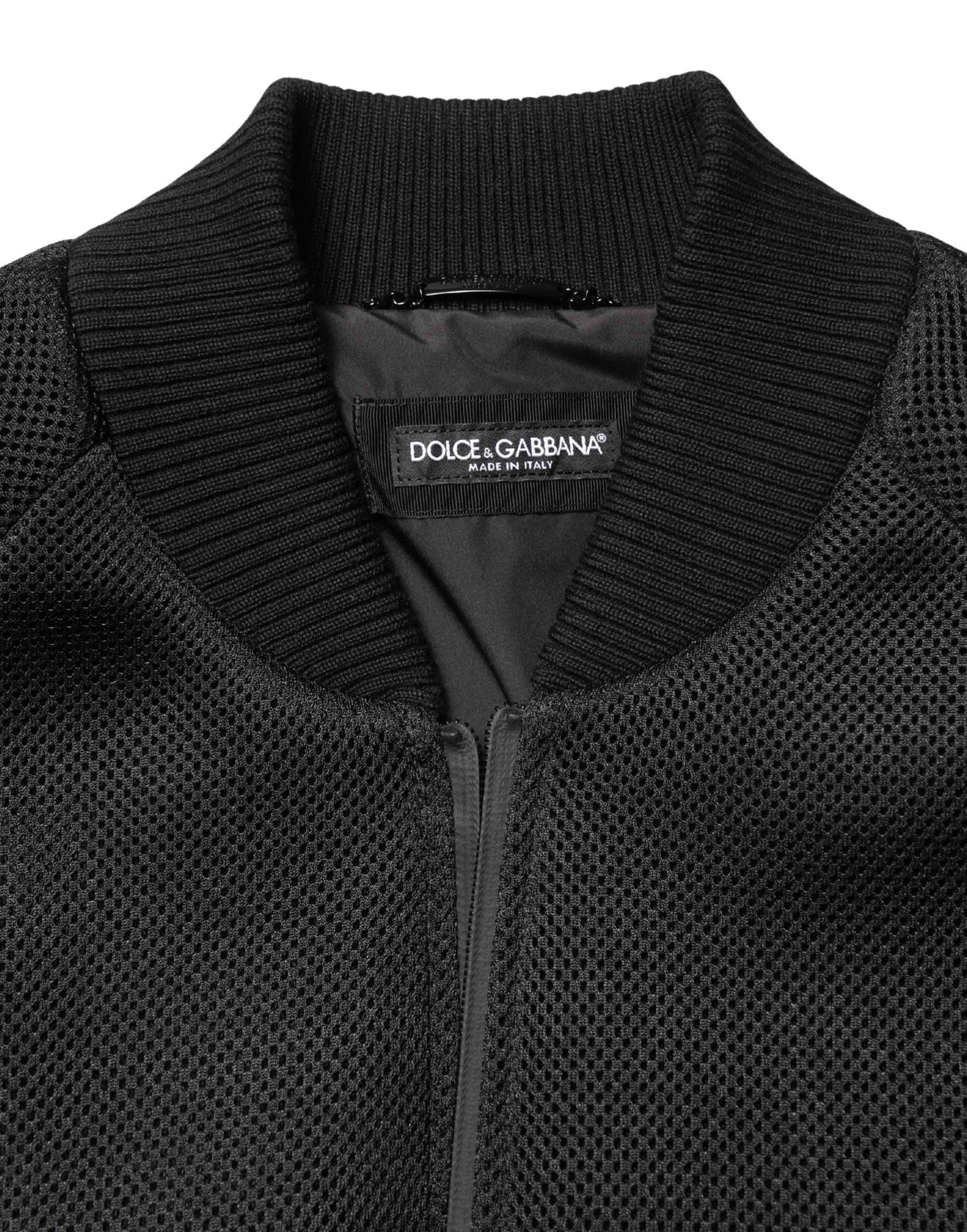 Dolce & Gabbana Men Black Nylon Full Zip Bomber Jacket Dolce & Gabbana