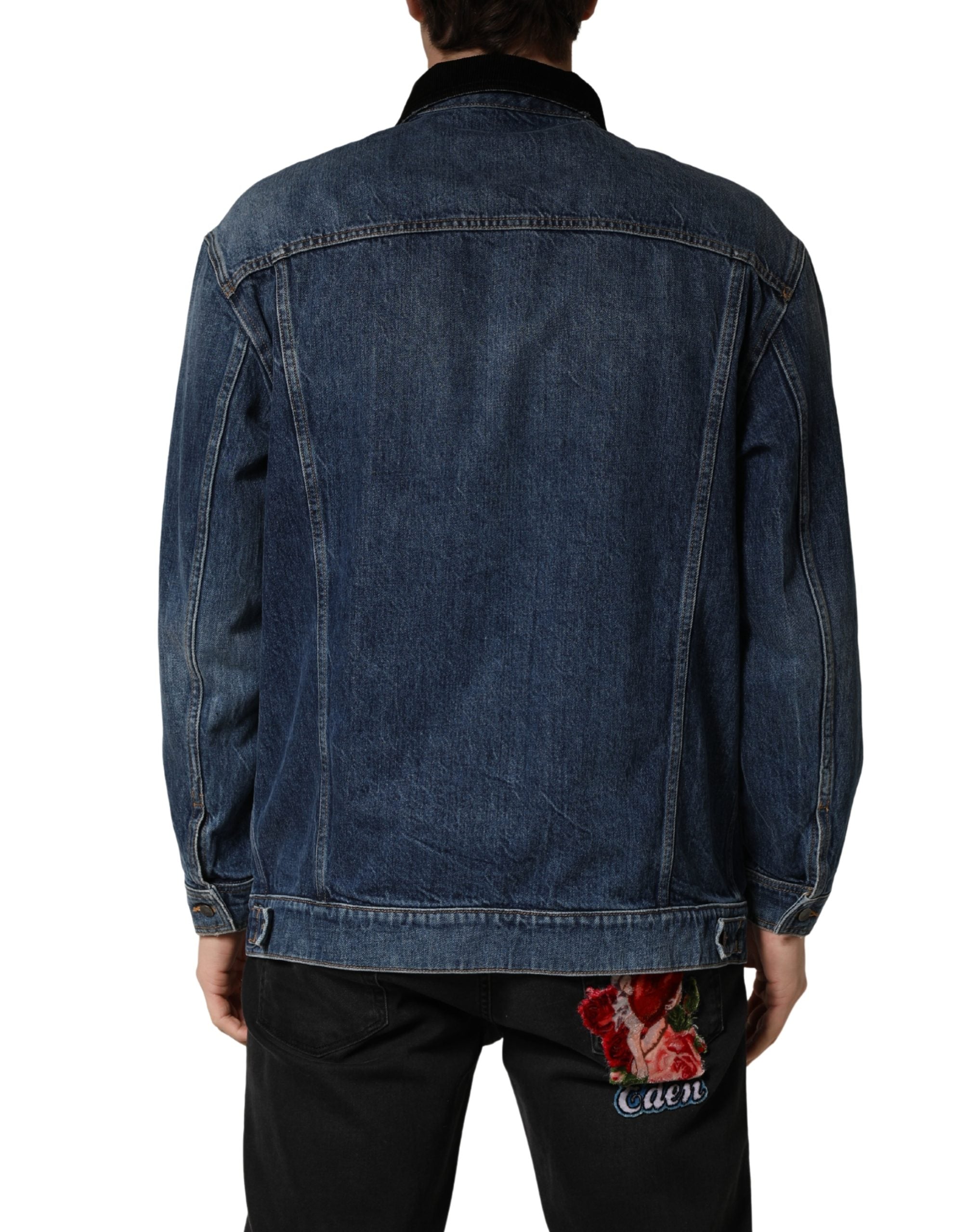 Dolce & Gabbana Black Blue Cotton Denim Blouson Men Jacket Dolce & Gabbana