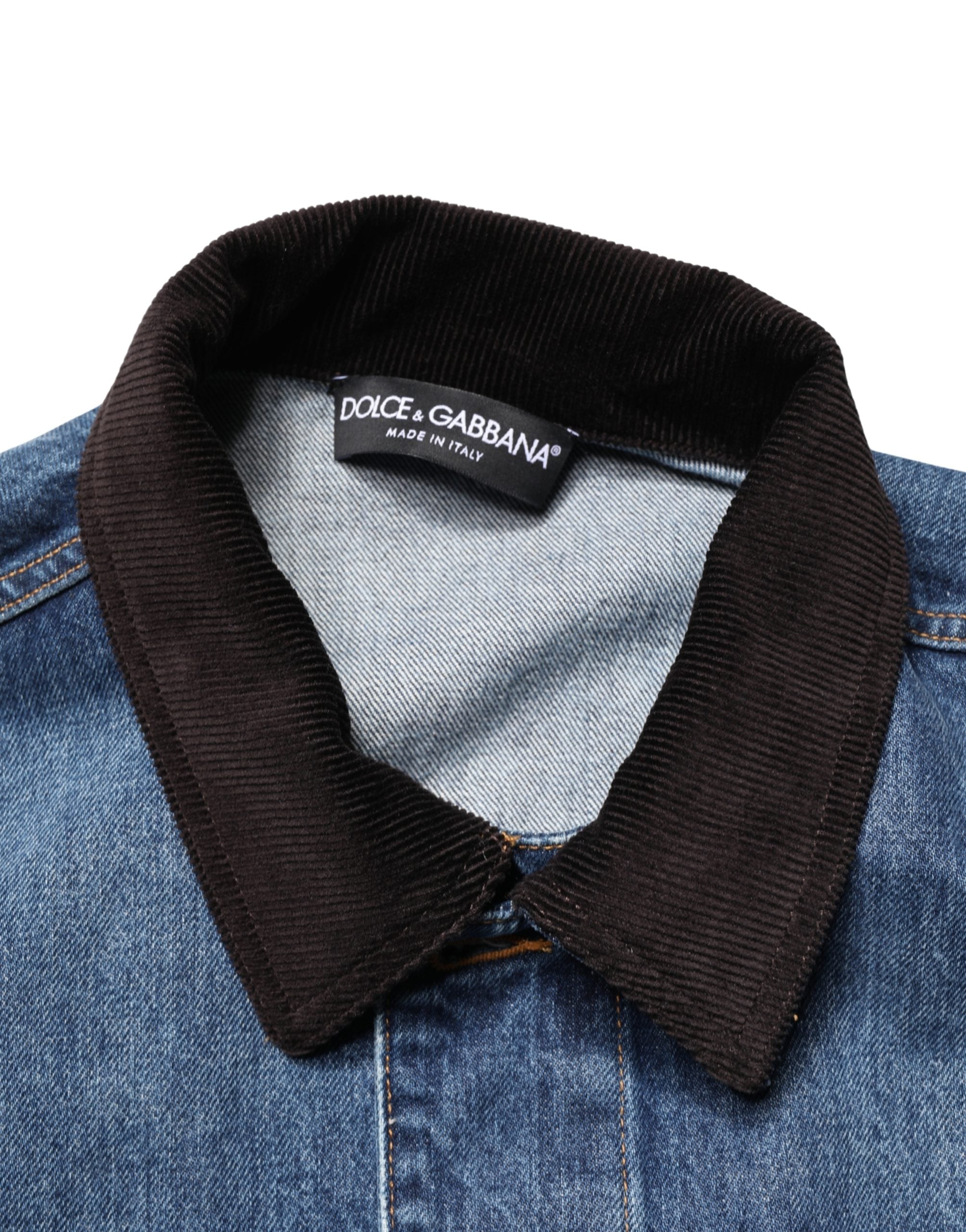 Dolce & Gabbana Black Blue Cotton Denim Blouson Men Jacket Dolce & Gabbana