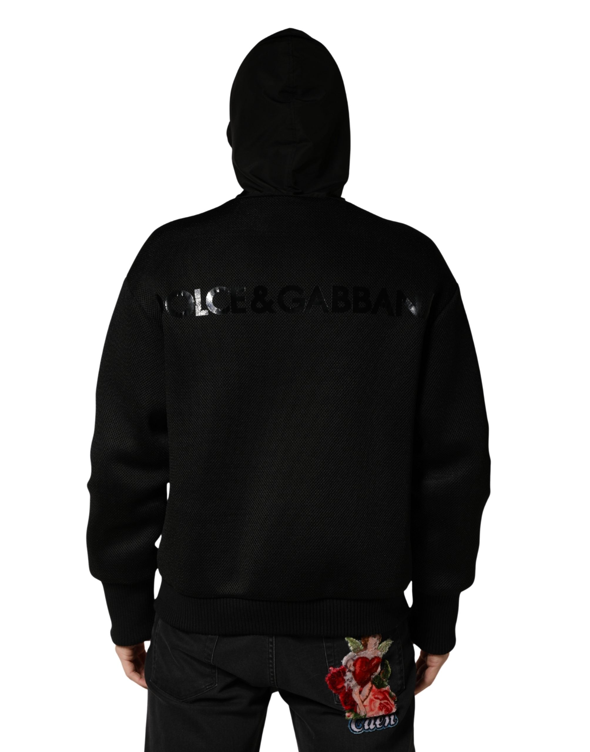 Dolce & Gabbana Men Black Hooded Full Zip Bomber Jacket Dolce & Gabbana