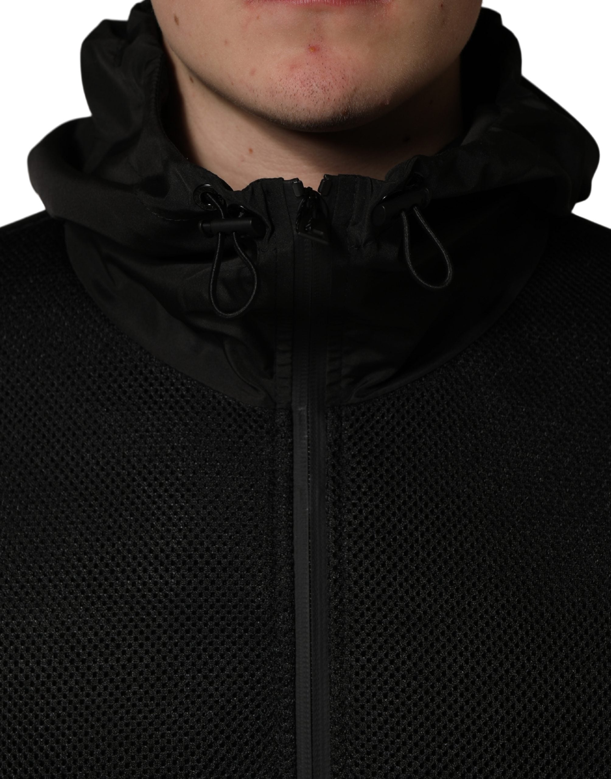 Dolce & Gabbana Men Black Hooded Full Zip Bomber Jacket Dolce & Gabbana