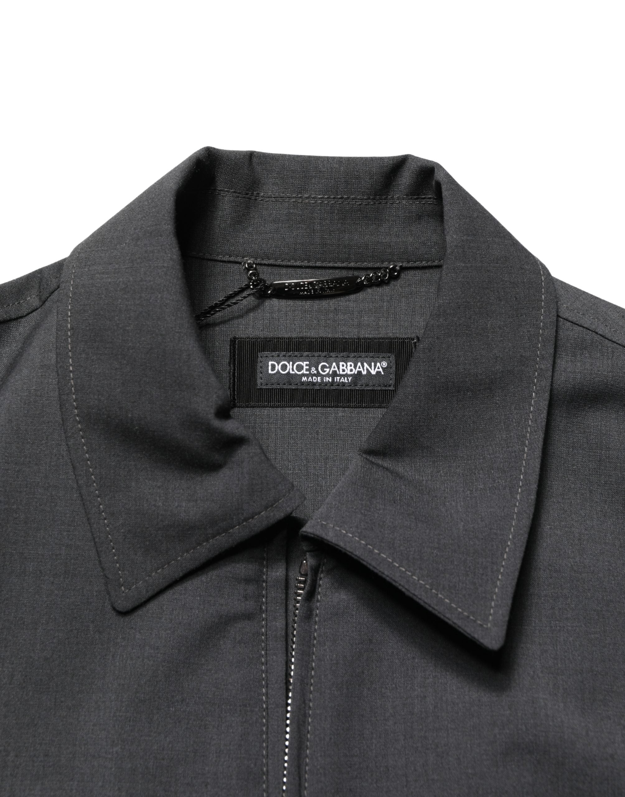 Dolce & Gabbana Black Wool Logo Full Zip Men Bomber Jacket Dolce & Gabbana