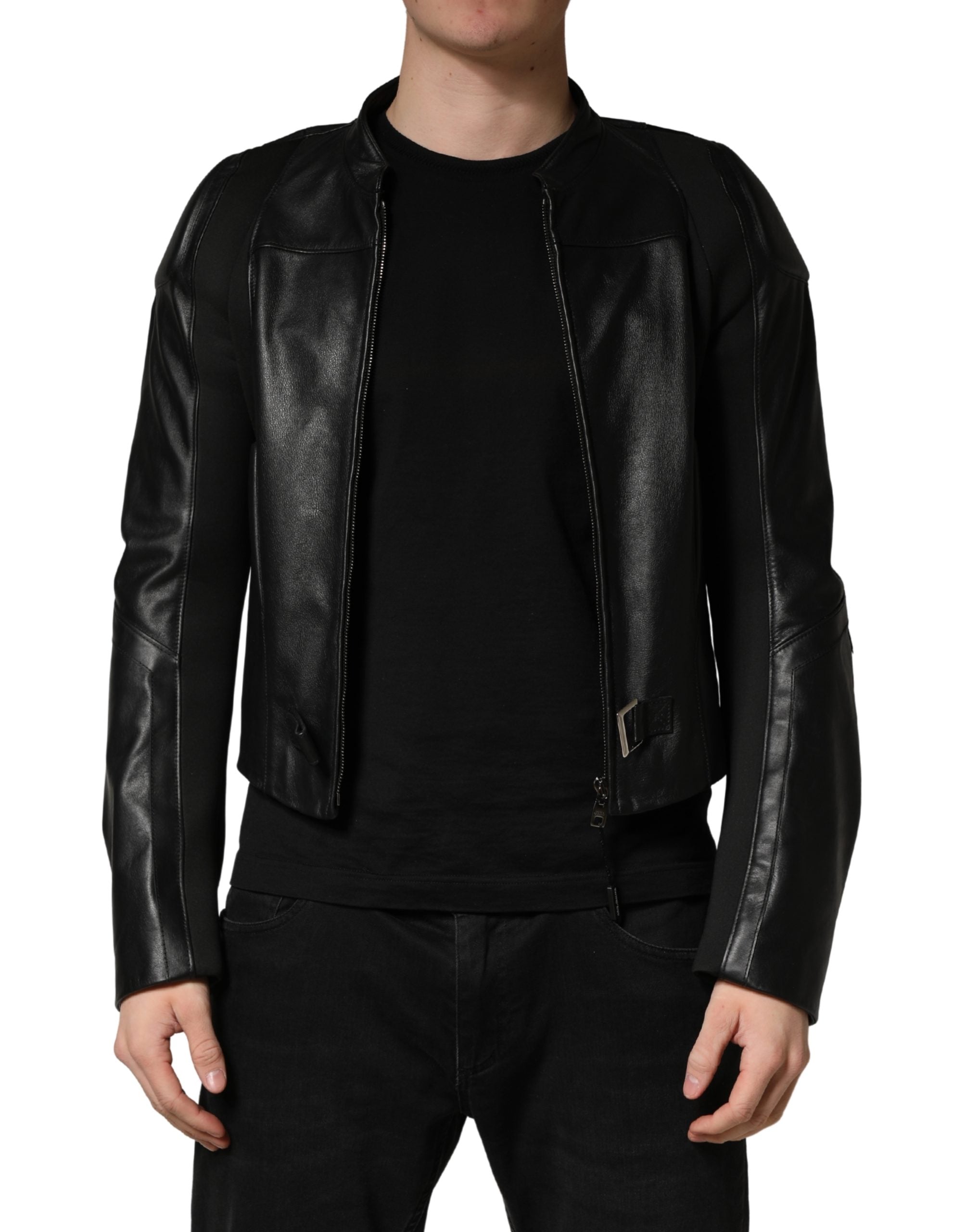 Dolce & Gabbana Black Nylon Full Zip Men Biker Coat Jacket Dolce & Gabbana