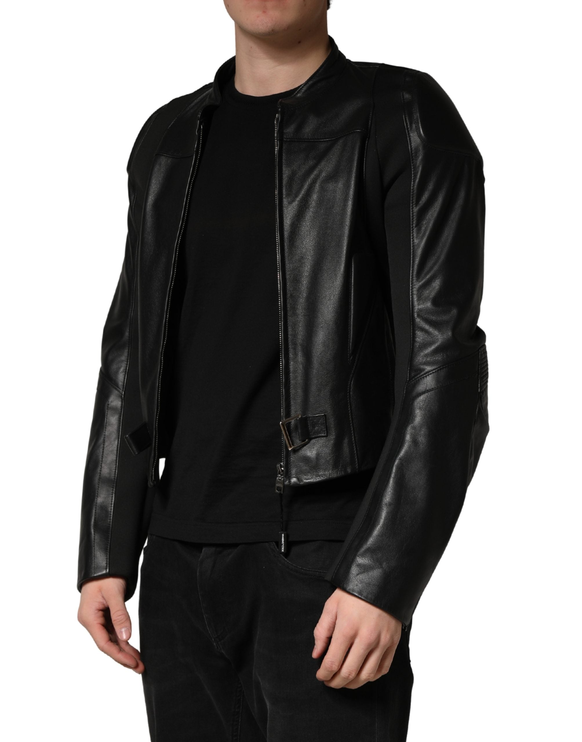 Dolce & Gabbana Black Nylon Full Zip Men Biker Coat Jacket Dolce & Gabbana
