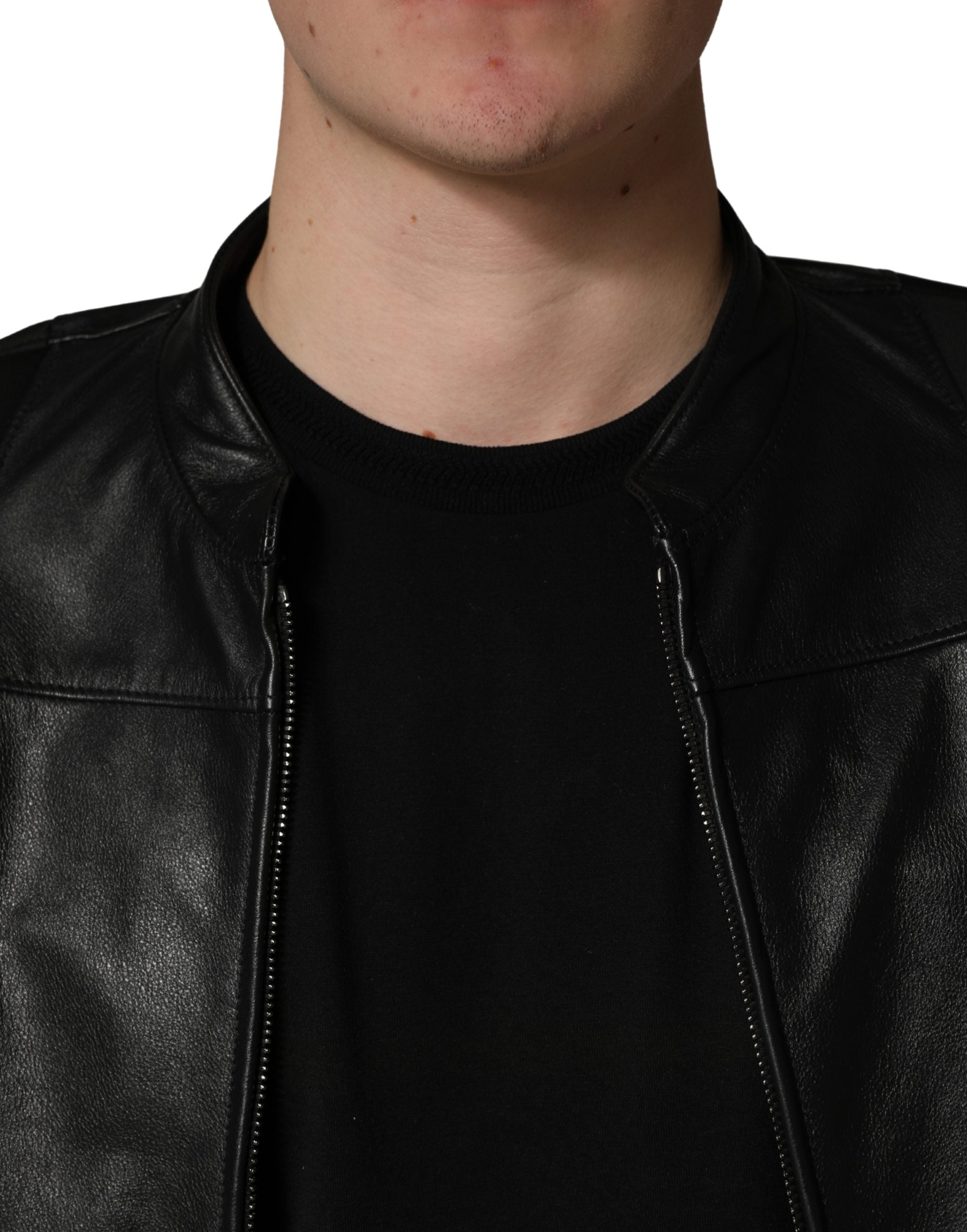 Dolce & Gabbana Black Nylon Full Zip Men Biker Coat Jacket Dolce & Gabbana