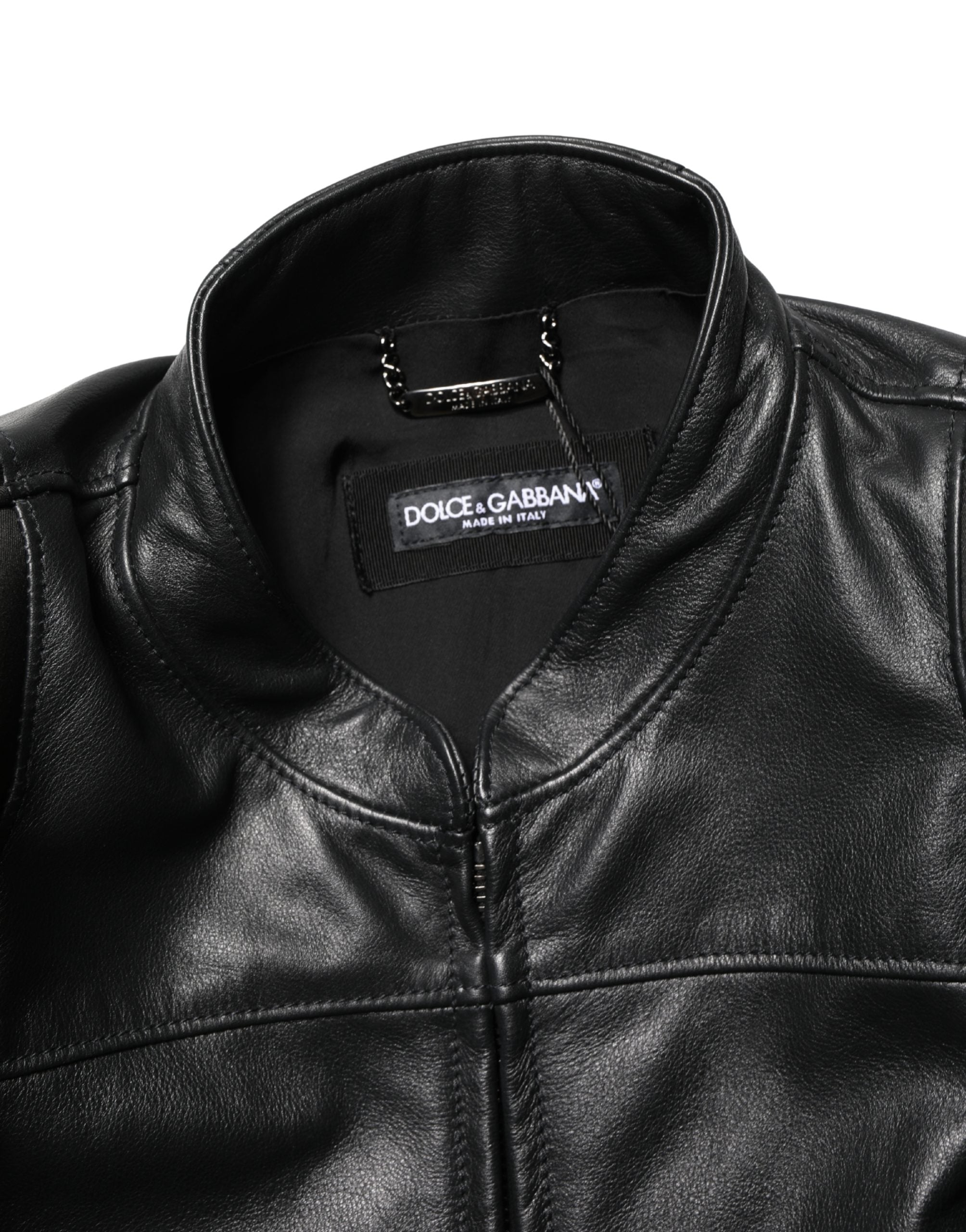 Dolce & Gabbana Black Nylon Full Zip Men Biker Coat Jacket Dolce & Gabbana